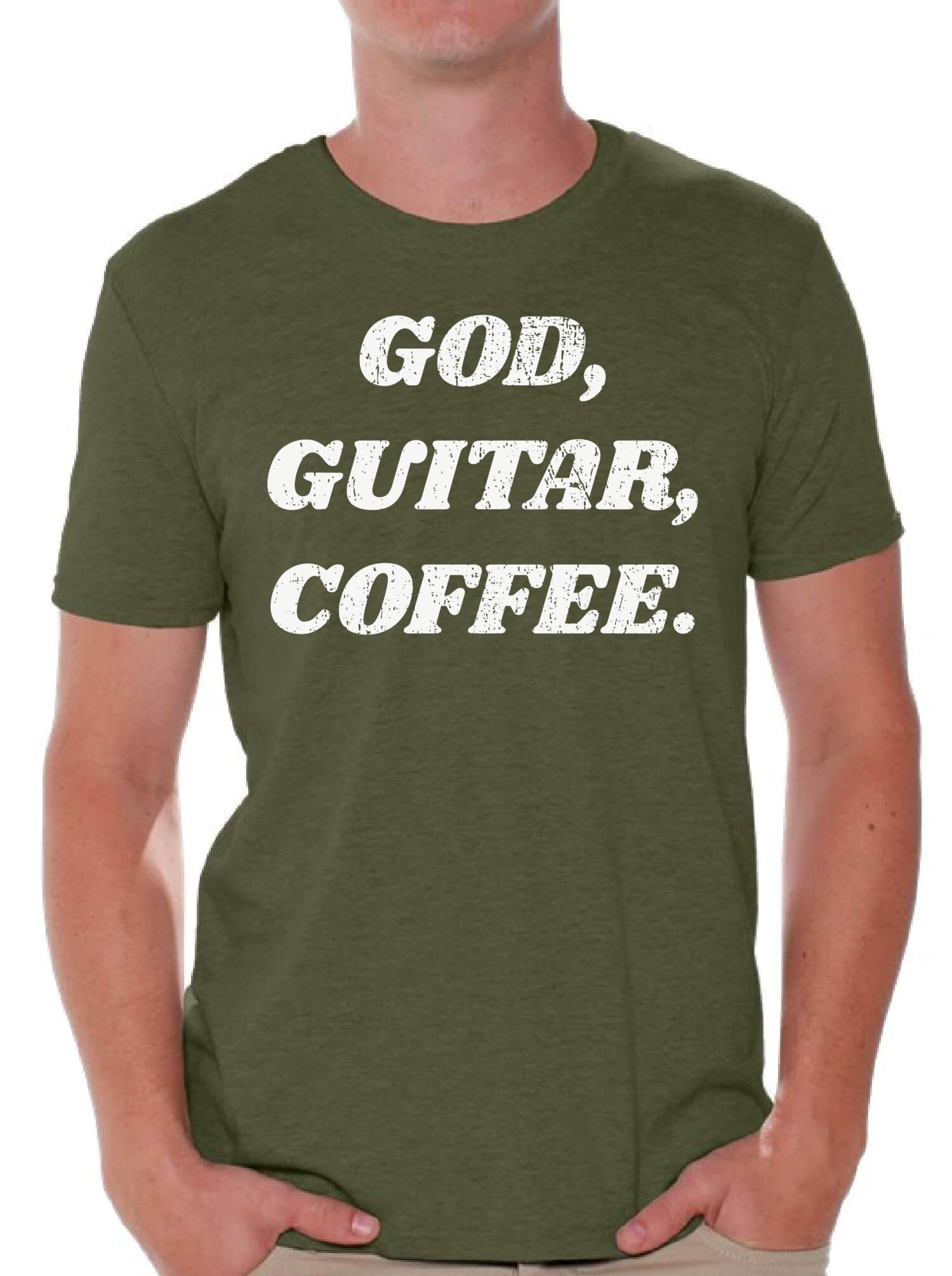Awkward Styles Christian Guitar Coffee T-Shirt for Men - Funny Music Lover Gift - Perfect for Concerts, Church Events & Casual Wear