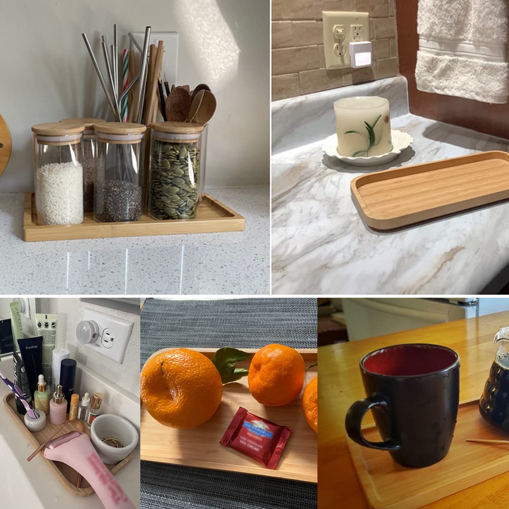Elegant Bamboo Vanity Tray - Bathroom Counter Organizer for Jewelry, Perfume & Decor - 11.8 x 6 x 0.7 Inch Toilet Tank Top Storage Tray - Perfect for Spa, Master Bath & Guest Room Organization