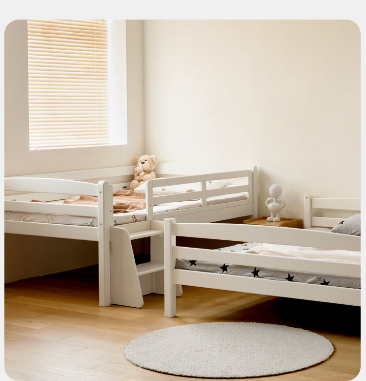 Solid Wood Beech & Birch White Detachable Bunk Bed for Kids - Perfect for Small Bedrooms, Guest Rooms & Space-Saving Kids' Rooms