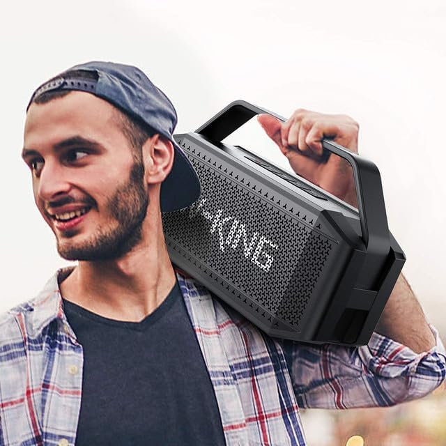 W-KING 100W Portable Bluetooth Speaker - Wireless Outdoor Waterproof Loud Boombox with Dual Subwoofers, 60W Bass, 40H Playtime, Power Bank, TF/AUX/EQ - Perfect for Pool Parties, Camping & Beach Outings