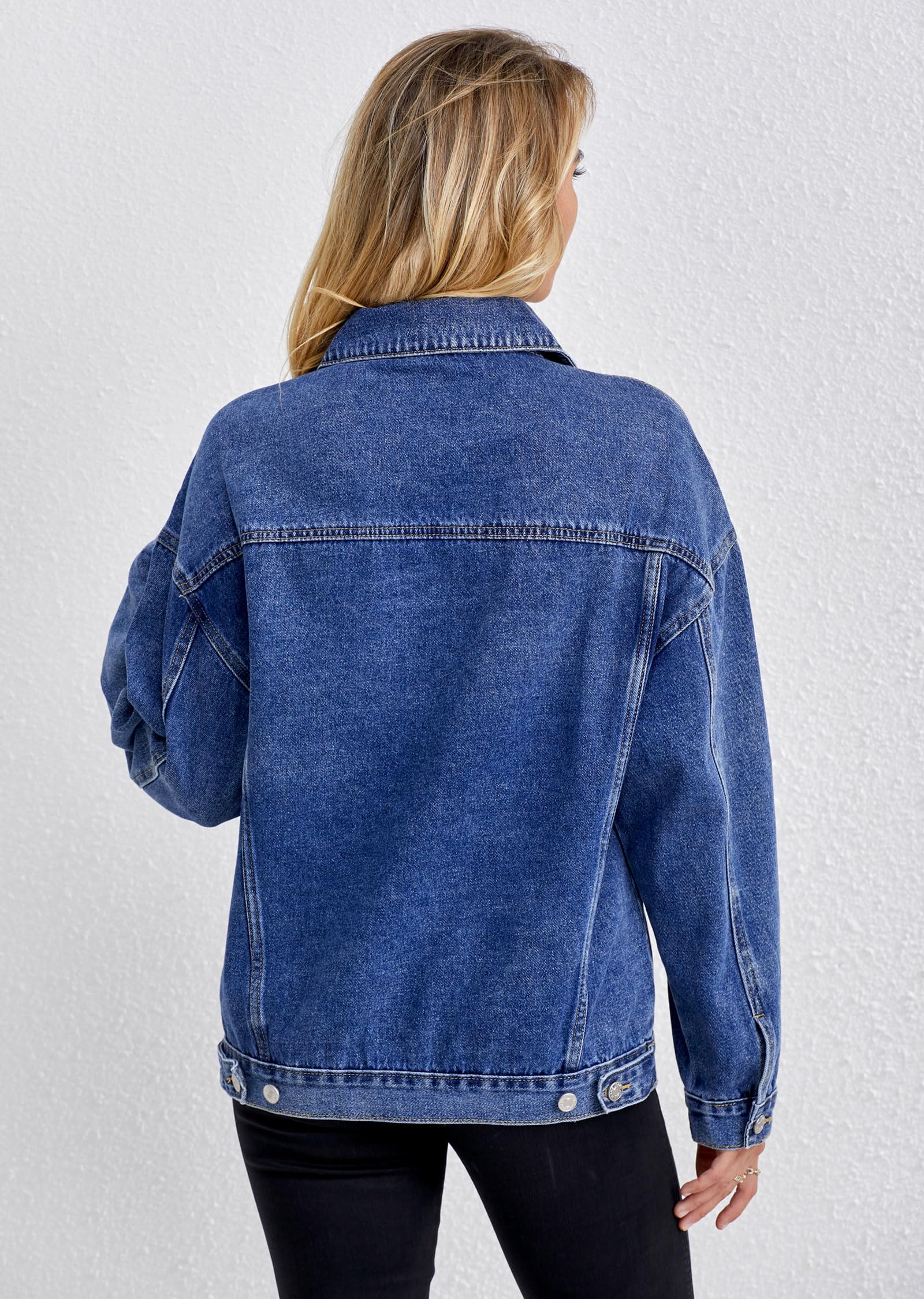 Trendy Oversized Denim Jacket for Women - Loose Fit Long Boyfriend Style Jean Coat - Perfect for Casual Outfits, Layering & Streetwear Fashion