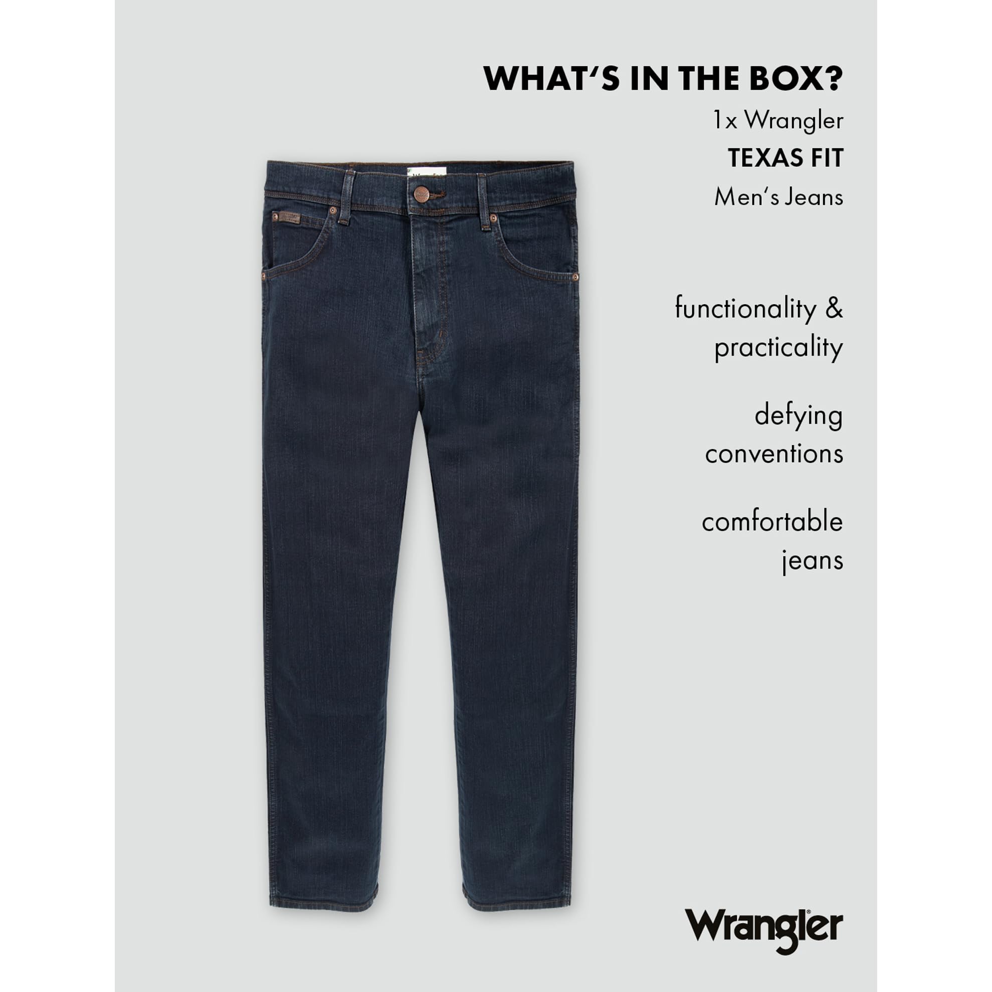 Wrangler Men's Texas Tonal Jeans - Classic Denim Pants for Casual Wear, Work & Outdoor Activities | Comfortable & Durable Jeans for Everyday Use