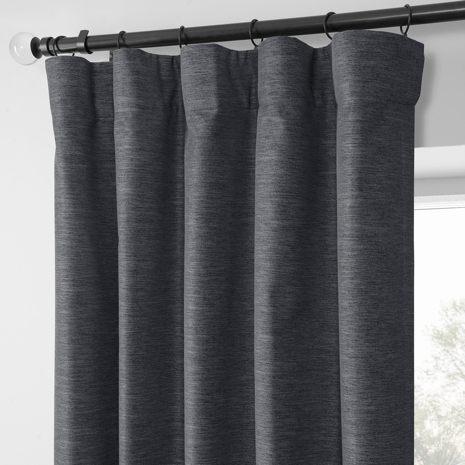 Rustic Charcoal Boho Chic Faux Linen Blackout Curtains - Set of 2 Panels for Living Room, Bedroom & Nursery - Noise Reducing & Light Blocking Window Treatments