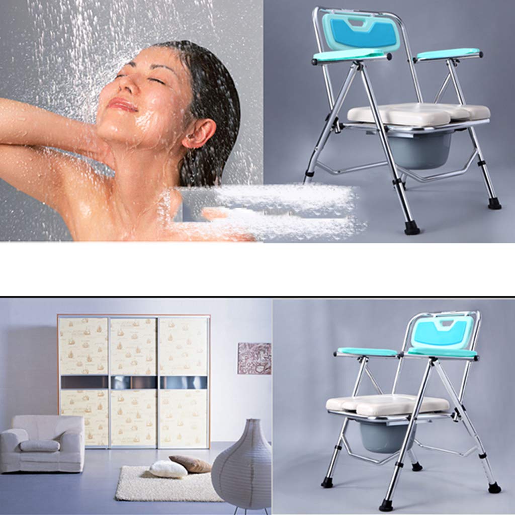 3 in 1 Bedside Commode Toilet Chair - Adjustable Height Medical Shower Stool with Padded Seat & Non-Slip Arms - Elderly Safety Frame for Bathroom, Bedroom & Mobility Assistance
