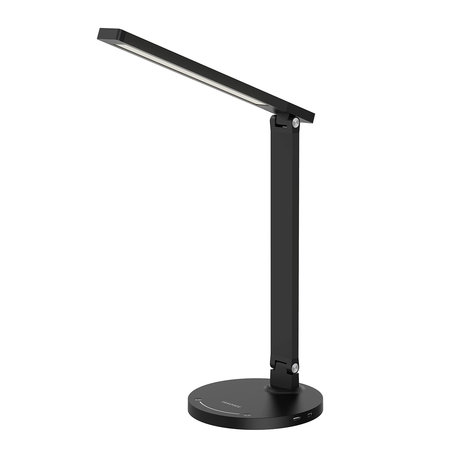 TANOSEE LED Desk Lamp with USB Charging Port - Touch Control Reading Light with 5 Brightness Levels & 5 Color Modes, Adjustable Study Lamp for Home Office, Dorm Room, or Bedside (Black) - Perfect for Night Reading, Working, and Studying