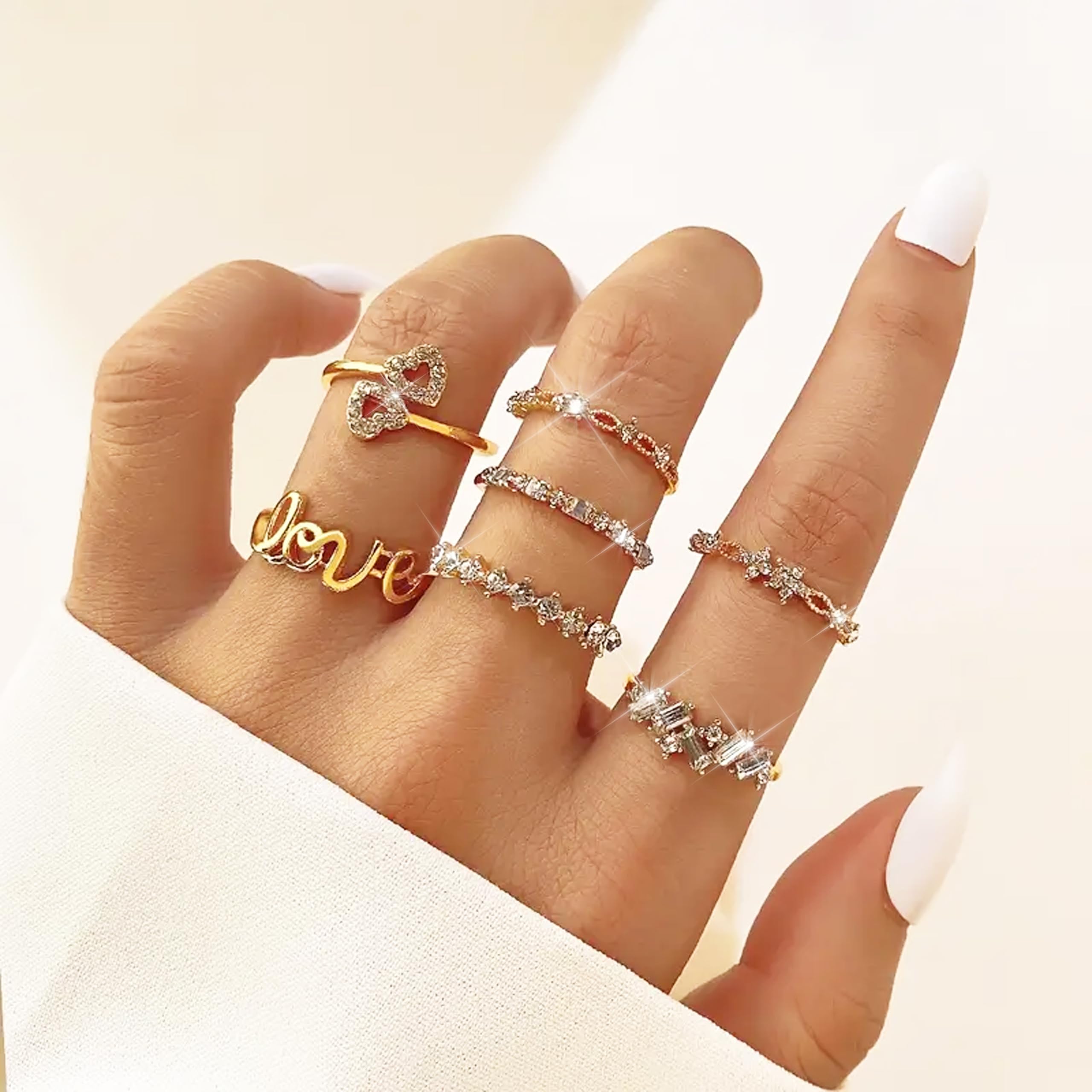 Trendy Gold Stackable Rings for Women - Boho Star Moon Heart Knuckle Rings Set, Minimalist Jewelry Pack for Birthday Gifts, Easter Basket Stuffers | Perfect for Everyday Wear, Layering & Special Occasions