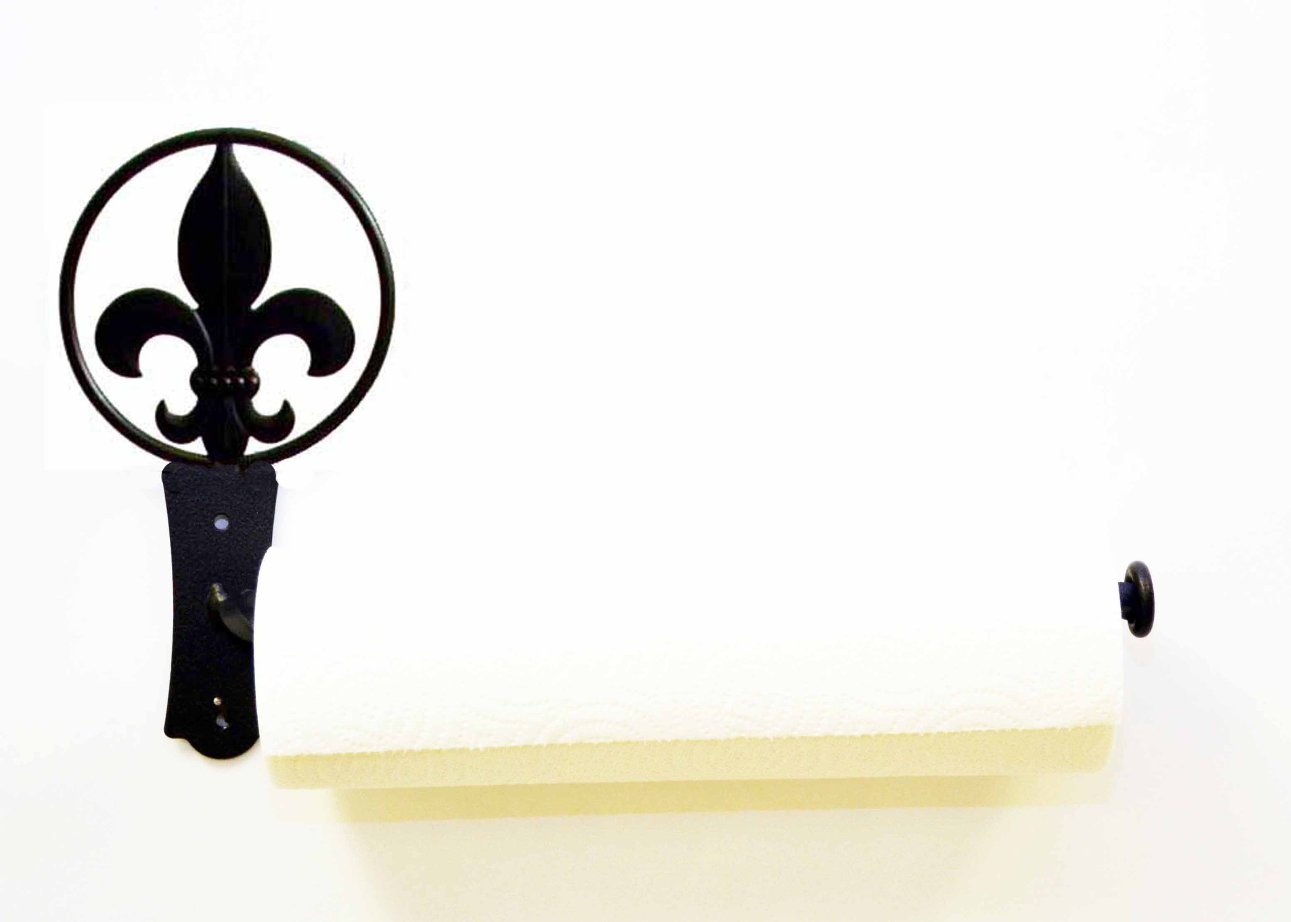 Fleur De Lis Wall Mounted Paper Towel Holder - 15.5 Inch Long x 9 Inch High - Elegant Kitchen & Bathroom Organizer for Stylish Home Decor