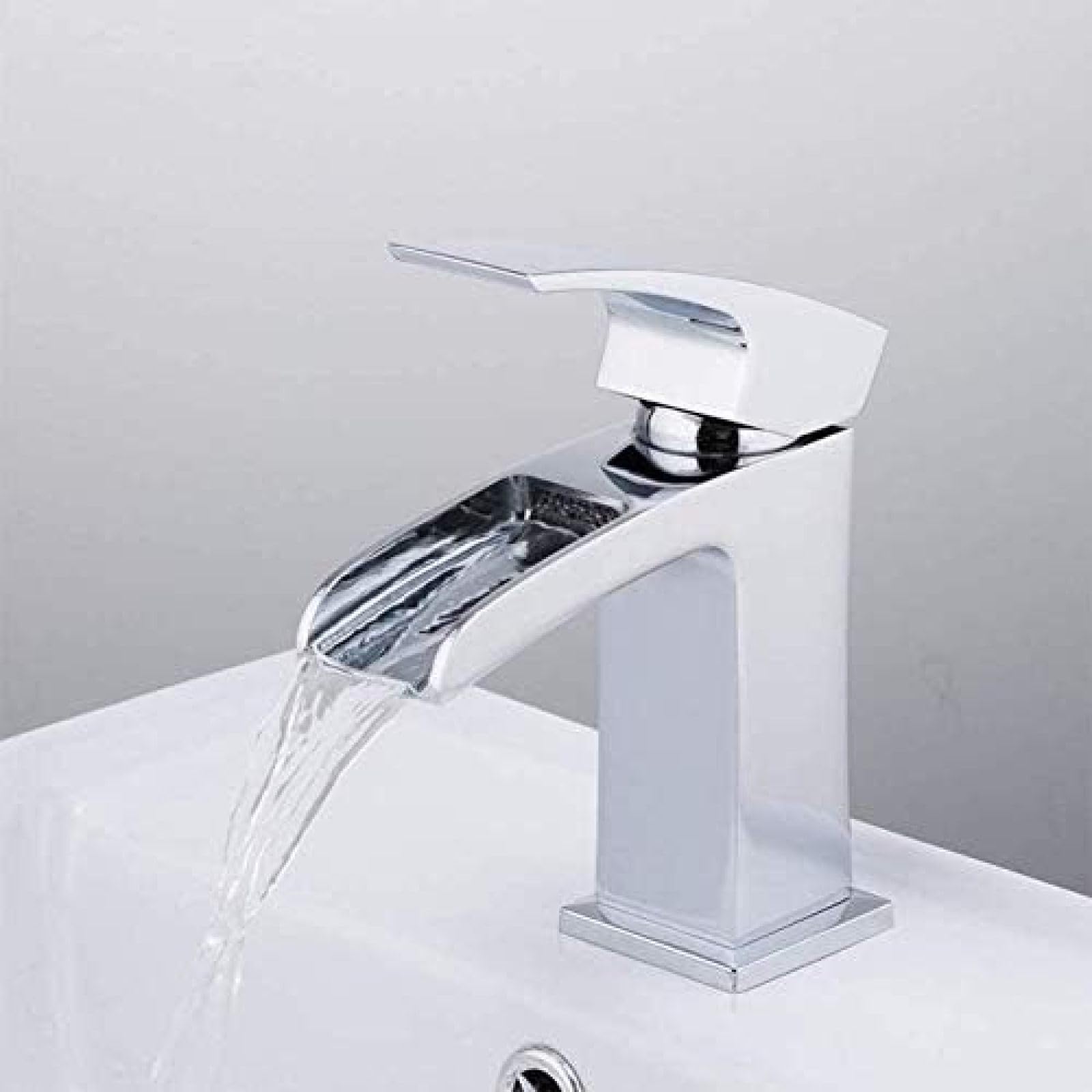 CRJUS Chrome Deck-Mounted Waterfall Kitchen Faucet - Brass Sink Mixer Tap for Modern Bathroom & Kitchen Sink | Perfect for Home, Restaurant, and Office Use