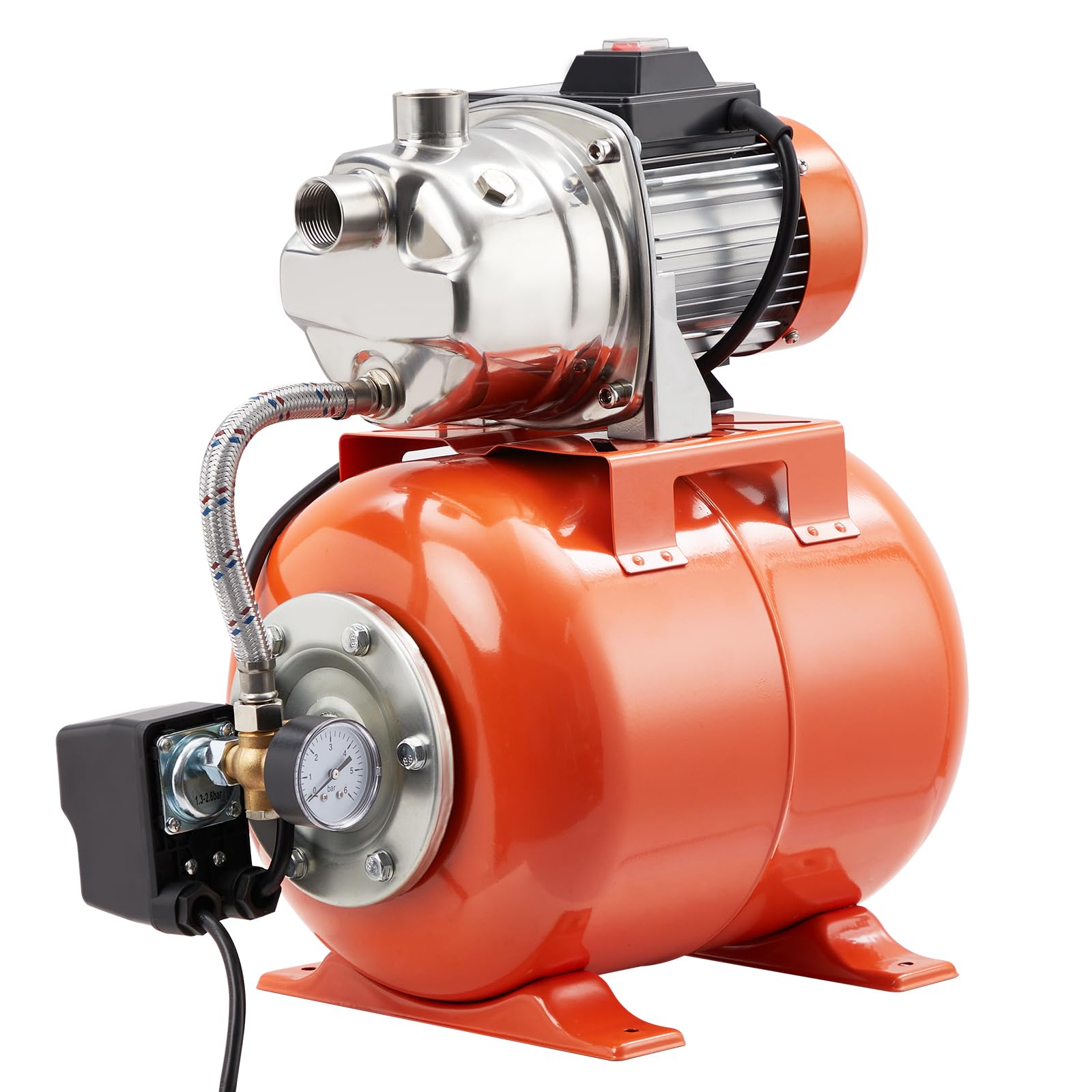 **GARVEE 1HP Shallow Well Pump with Pressure Tank - Stainless Steel 115V Irrigation & Water Booster Jet Pump - Ideal for Home, Garden, Lawn, Farm & RV Water Supply**