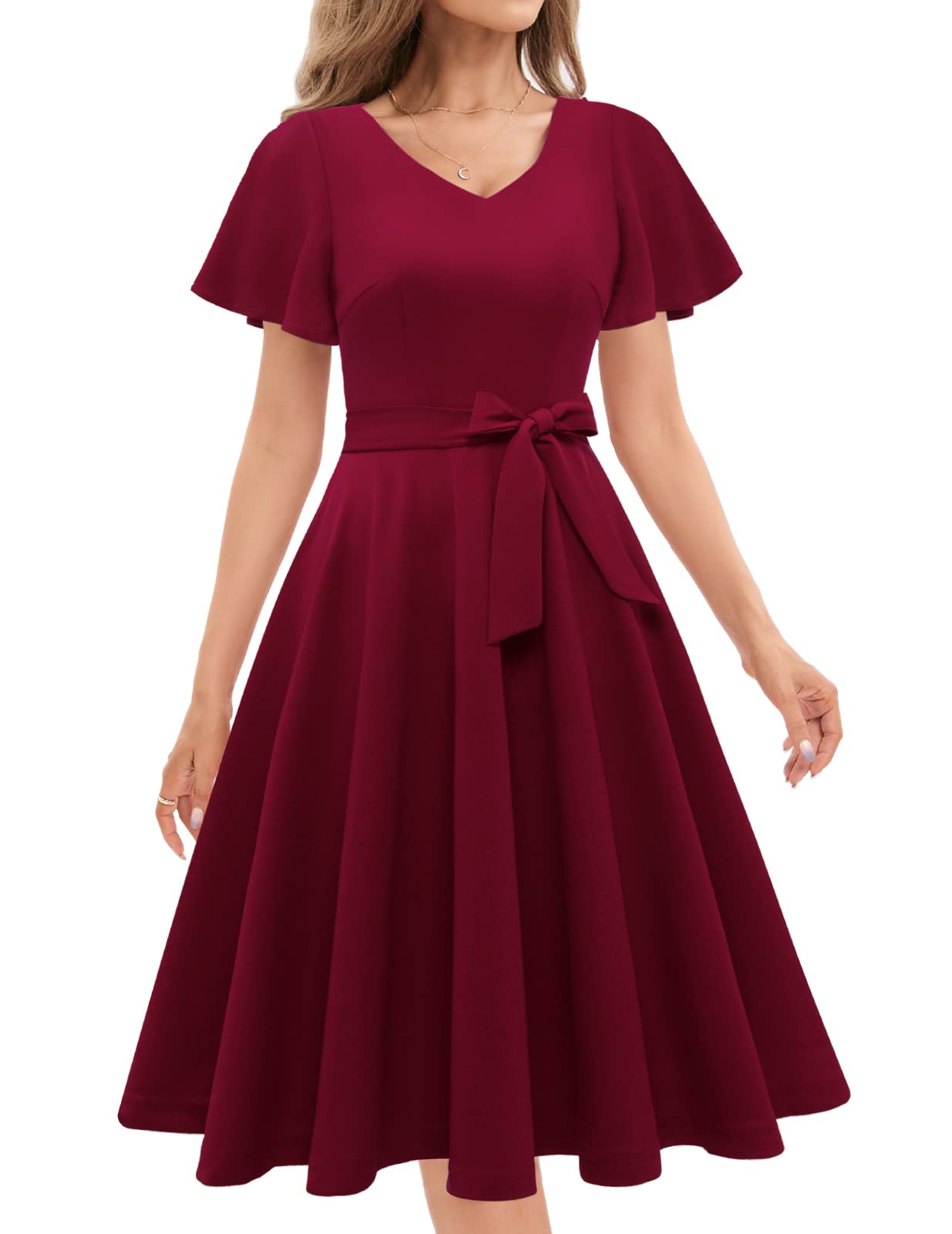 Elegant Gardenwed Wedding Guest Dresses - Flattering Midi Swing Cocktail Dress for Tea Party, Bridal Shower & Summer Events | Plus Size Options Available