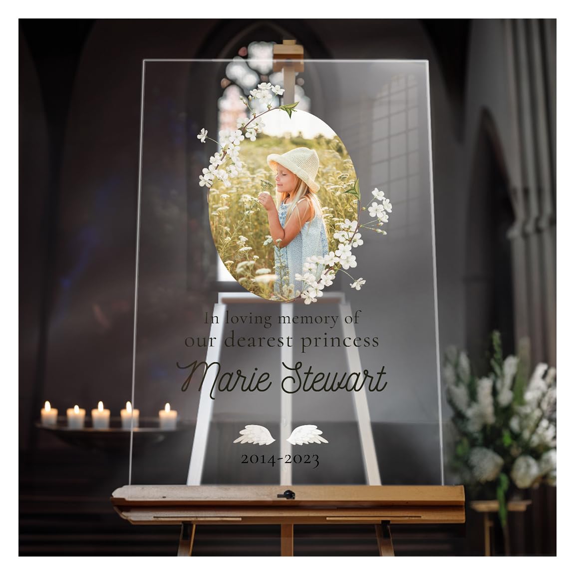 Personalized In Loving Memory Funeral Sign with Photo - Custom Celebration of Life Memorial Sign - PVC Board Funeral Decor for Home, Church & Memorial Services