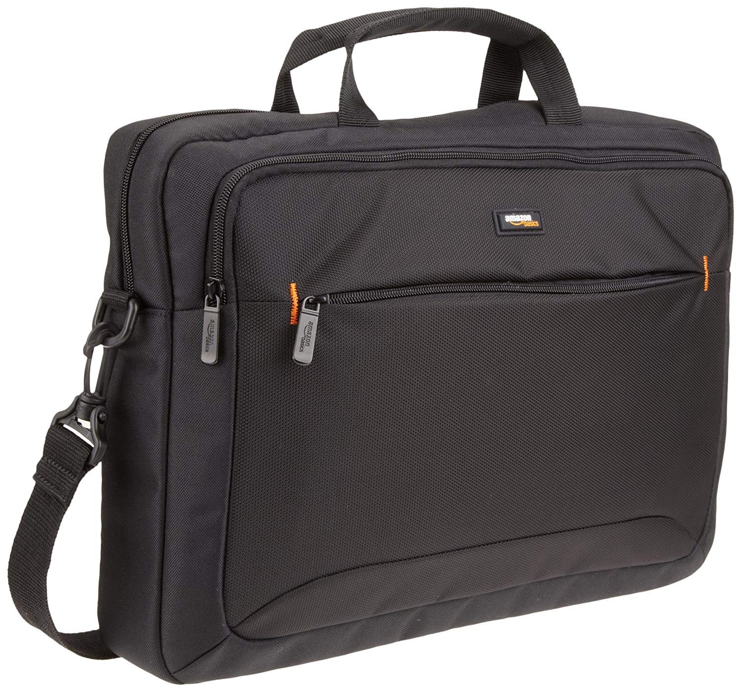 AmazonBasics 15.6-Inch Laptop & Tablet Shoulder Bag with USB Wired Mouse - Black Bundle for Work, School & Travel | Durable Carrying Case & 3-Button Computer Mouse Combo