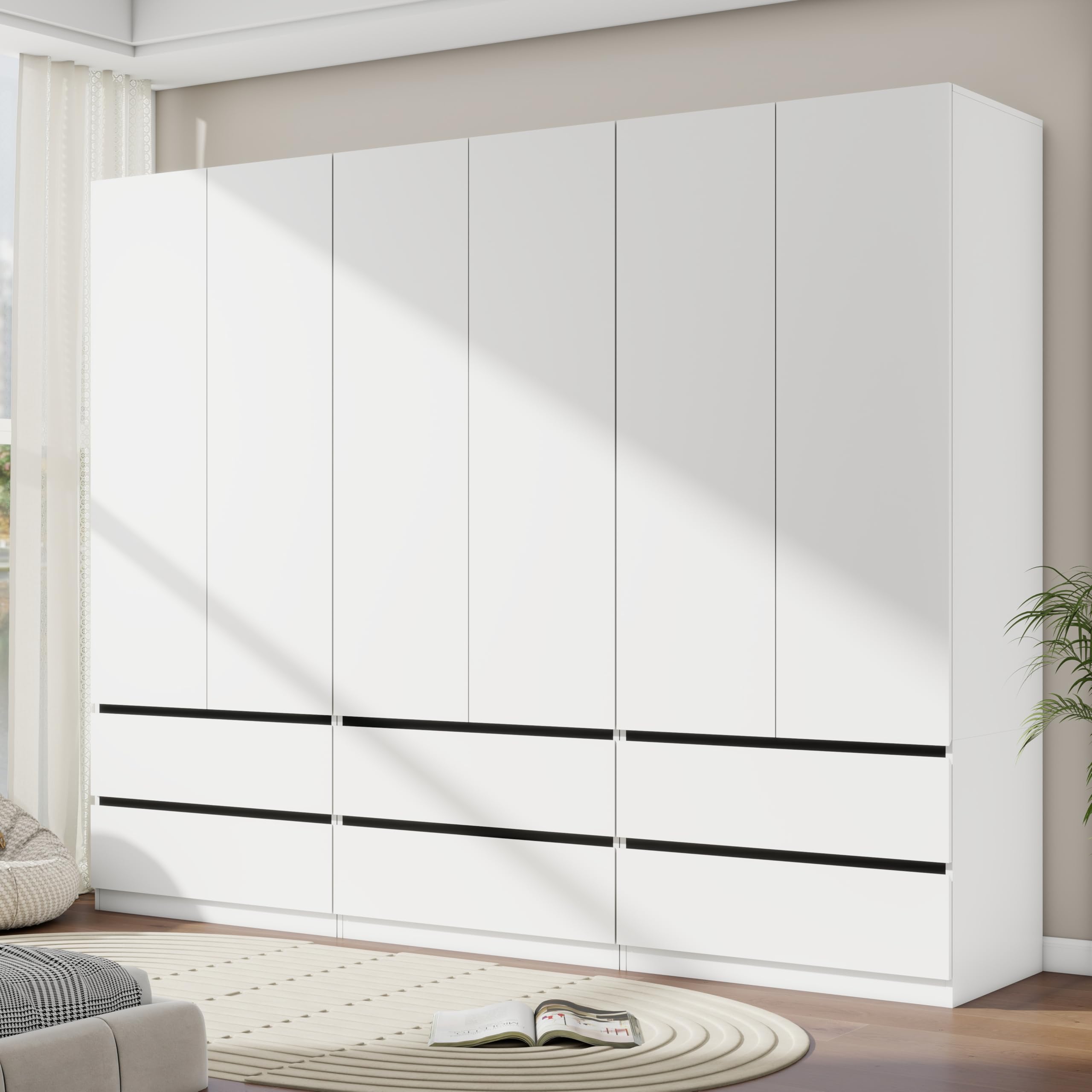 Modern White Armoire Wardrobe Closet with 2 Doors - 75