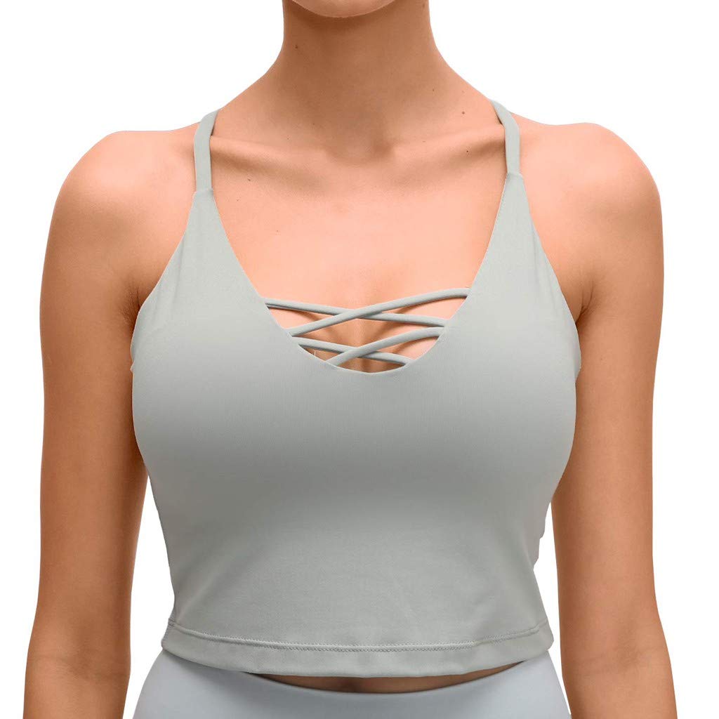 Seamless Padded Sports Bra for Women - Strappy Yoga Fitness Running Top - Perfect for Gym, Workouts & Active Lifestyle