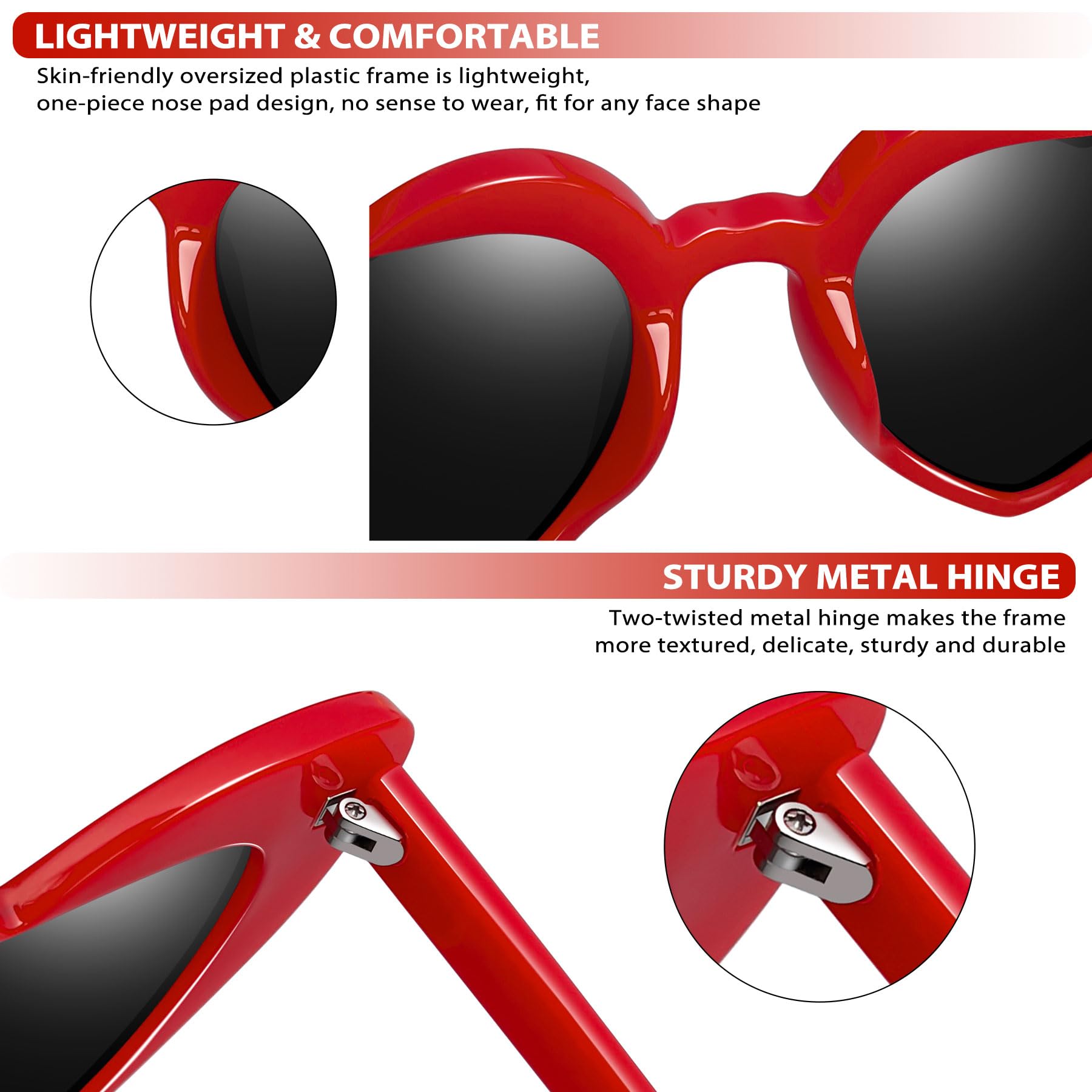 Joopin Trendy Heart Sunglasses for Women - Retro Heart Shaped UV Protection Sunglasses - Dark Lens Fashion Shades for Rave, Costume & Summer Outdoor Activities