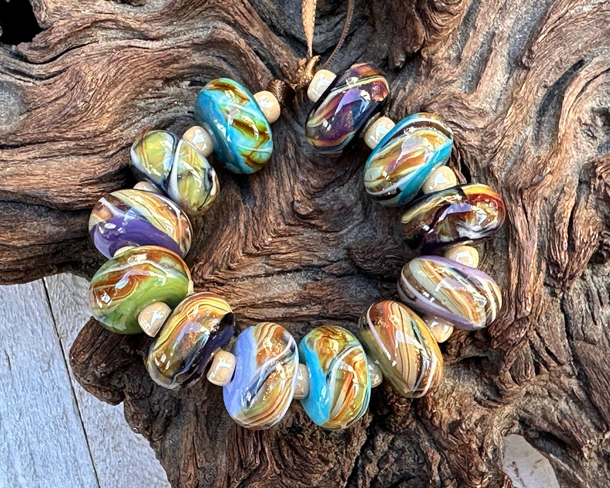12-Piece Sparkling Organic Twist Lampwork Glass Beads Set for Jewelry Making - DIY Bracelets, Necklaces & Craft Projects (SRA Certified)