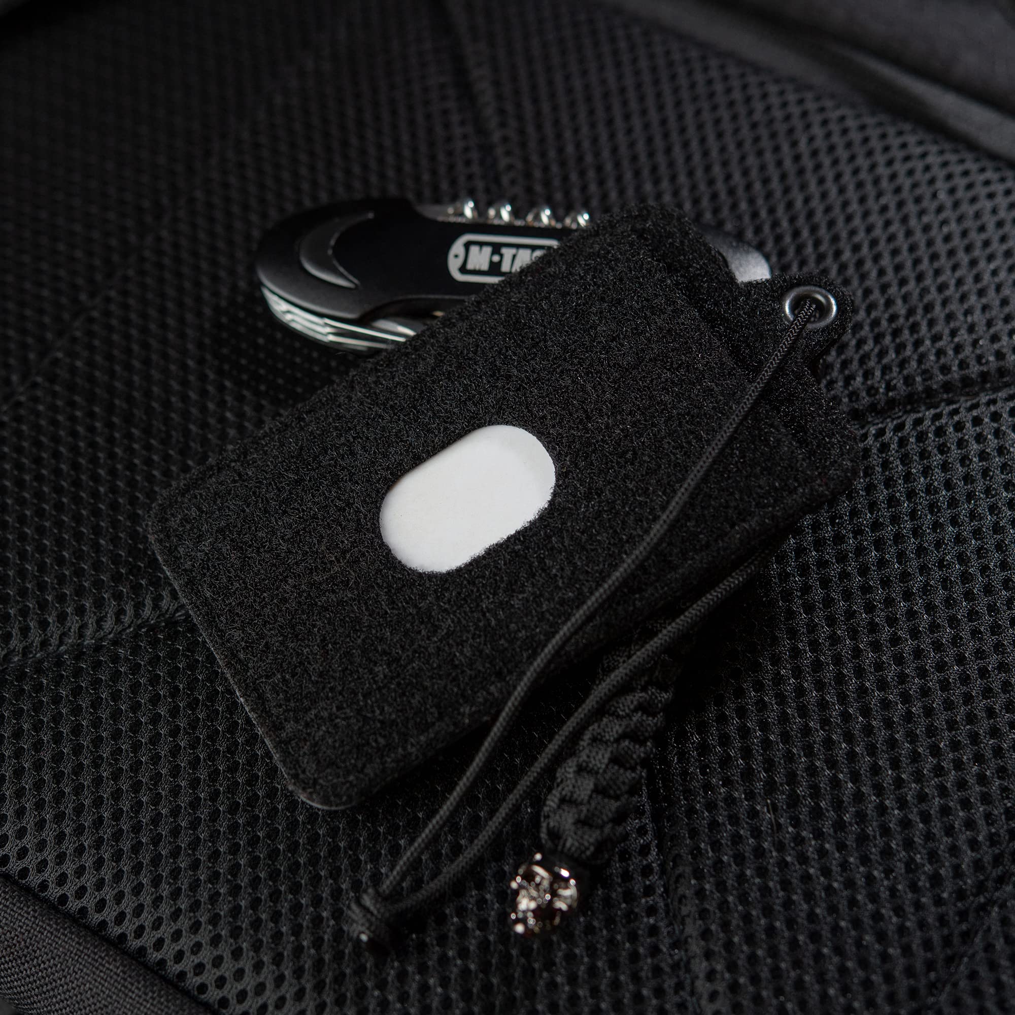 M-Tac Tactical ID Card Holder & Patch Organizer with Hook Loop Fastener & Drawstring - Black | Military, Police, Outdoor Gear for Badges, Accessories & Equipment Storage
