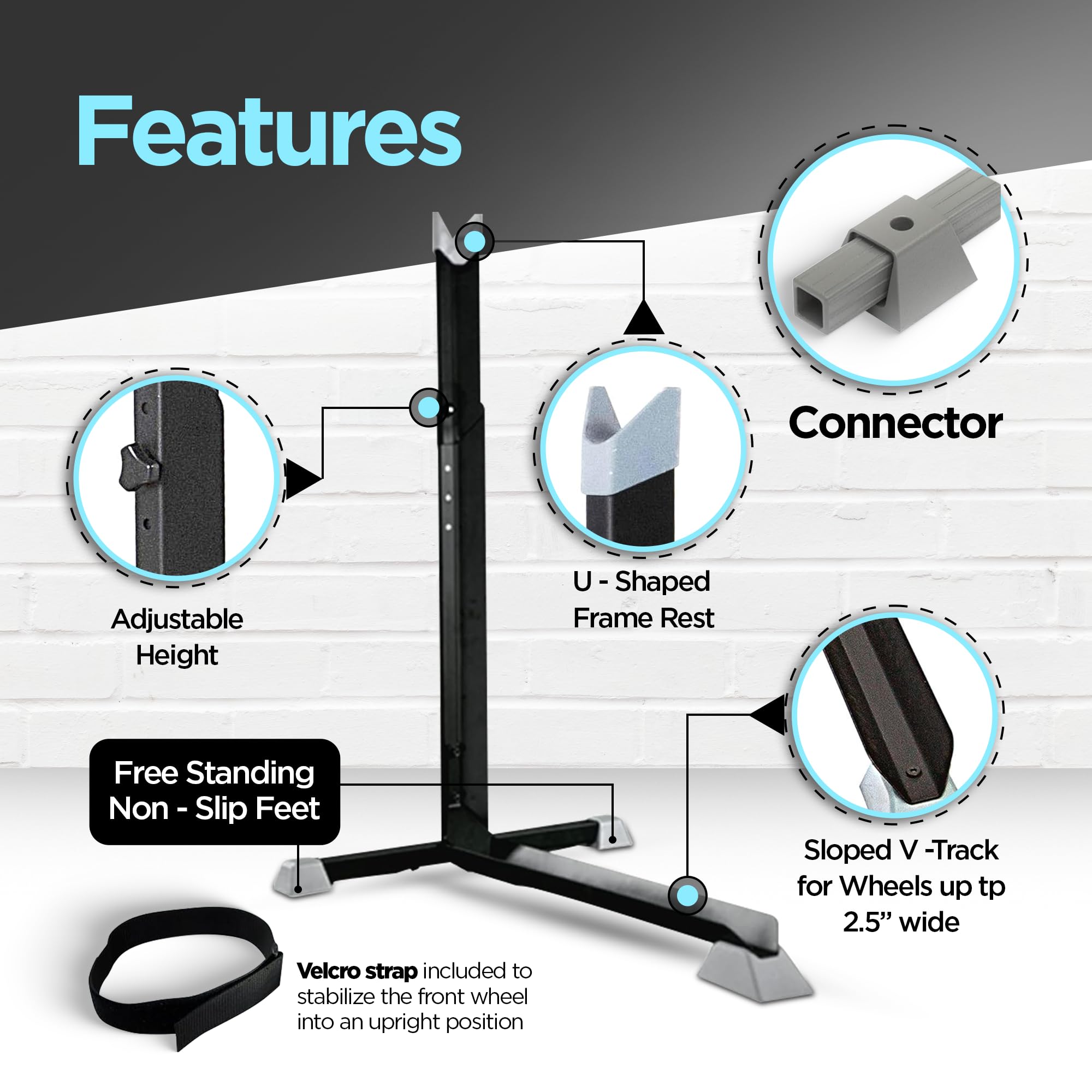 Original Vertical Bike Stand & Wall Mount Storage Rack (2-Pack) - Space-Saving Bicycle Holder for Garage, Home, Apartment - No Drilling Installation - Perfect for Indoor/Outdoor Cycling Gear Organization