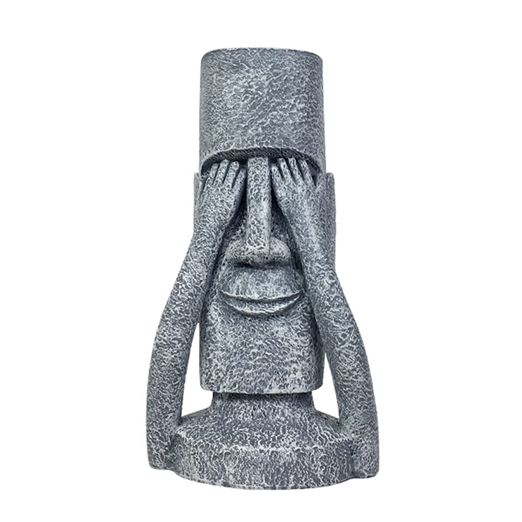 Easter Island Head Planter Pot - Resin Flower Pot for Succulents, Cacti & Small Plants - Desktop Garden Decor for Home, Office & Outdoor Use - Unique Sculptural Vase for Indoor & Outdoor Decor