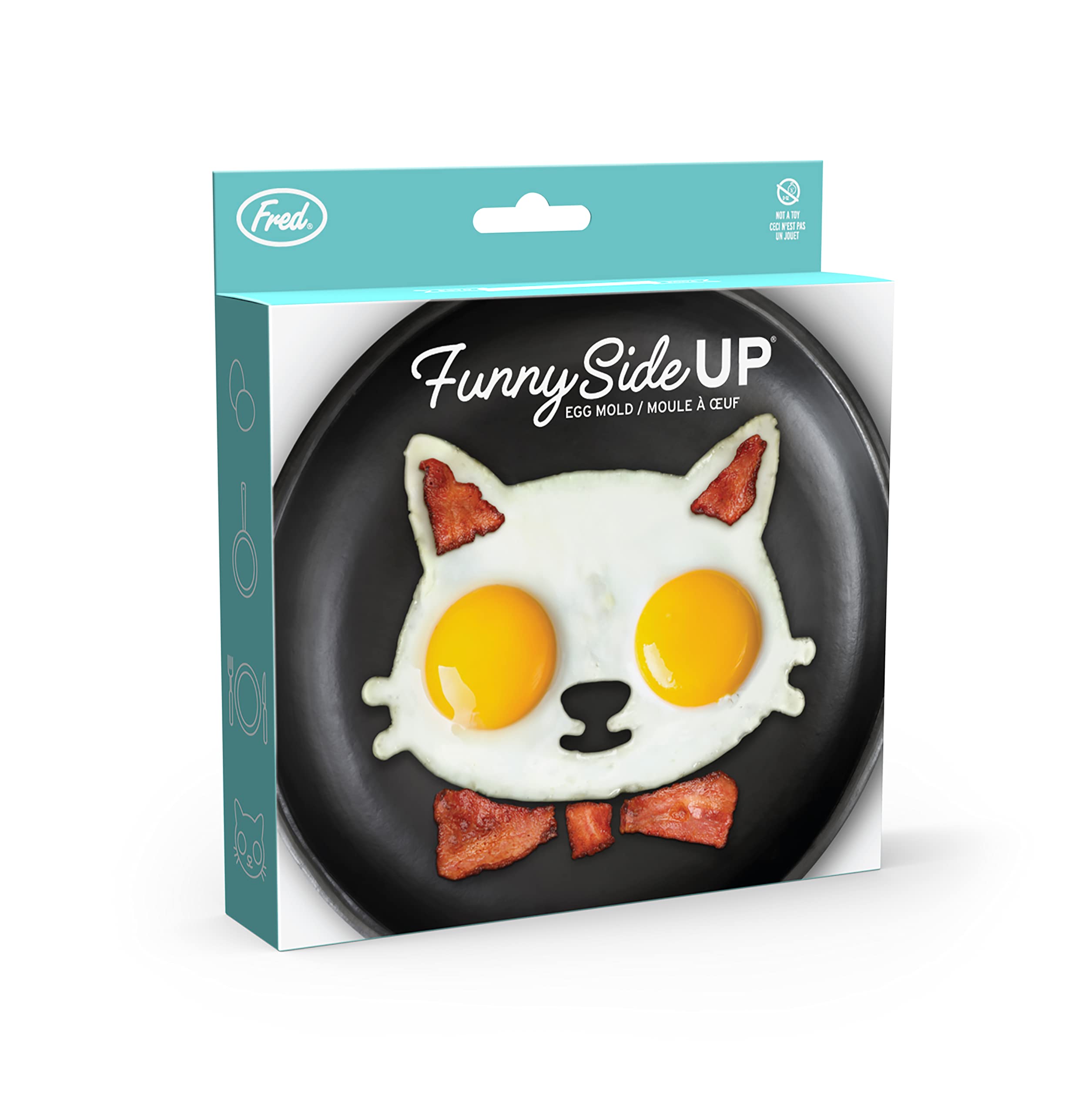Genuine Fred FUNNY SIDE UP Silicone Egg Mold - Cute Cat Shape for Perfect Sunny-Side Up Eggs | Great for Breakfast, Kids Meals & Kitchen Decor
