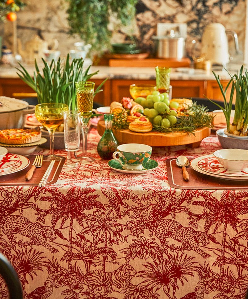 Jungle Animals Leopard Parrot Print Tablecloth - Modern Rectangle & Large Square Table Cover for Dining Room, Home Decor, Christmas Party | Waterproof & Washable for Indoor/Outdoor Use