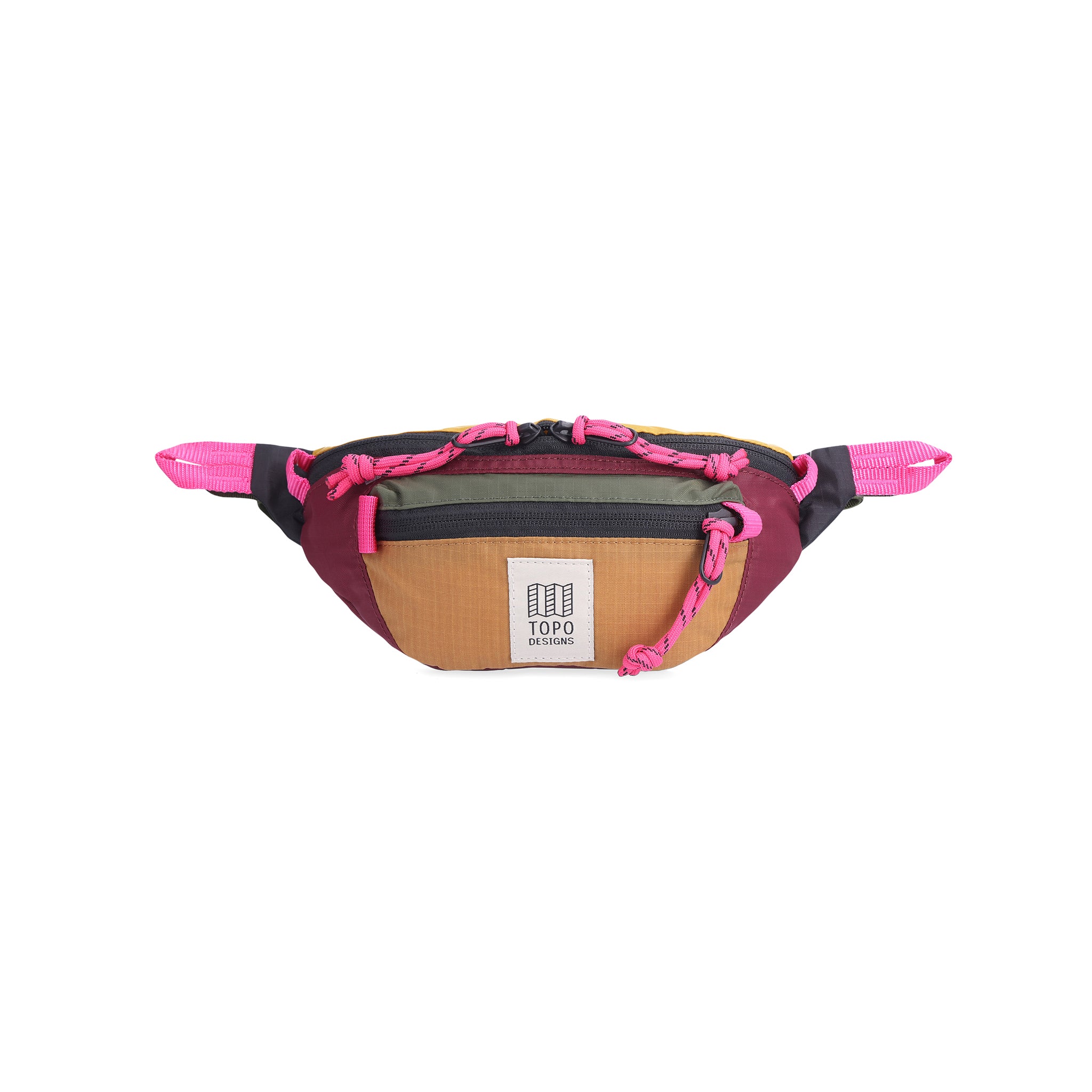 Topo Designs Mountain Waist Pack - Burgundy & Dark Khaki Crossbody Fanny Pack for Hiking, Travel & Outdoor Adventures