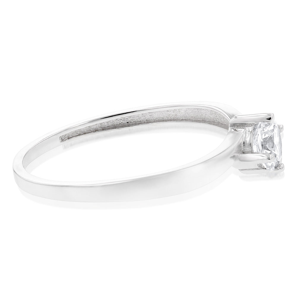 9ct White Gold Cubic Zirconia 4 Claw Ring - Elegant Solitaire Engagement Ring for Women, Perfect for Proposals, Anniversaries & Special Occasions