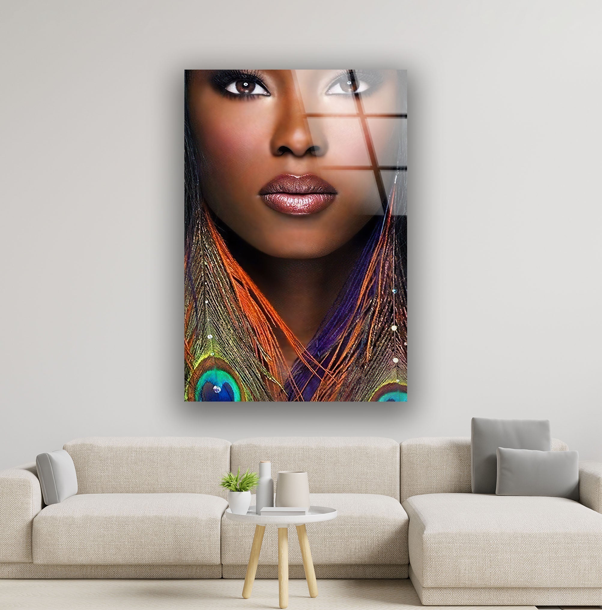 African Face Glass Wall Art - Handcrafted Decorative Mirror for Living Room, Bedroom & Entryway | Unique Ethnic Home Decor