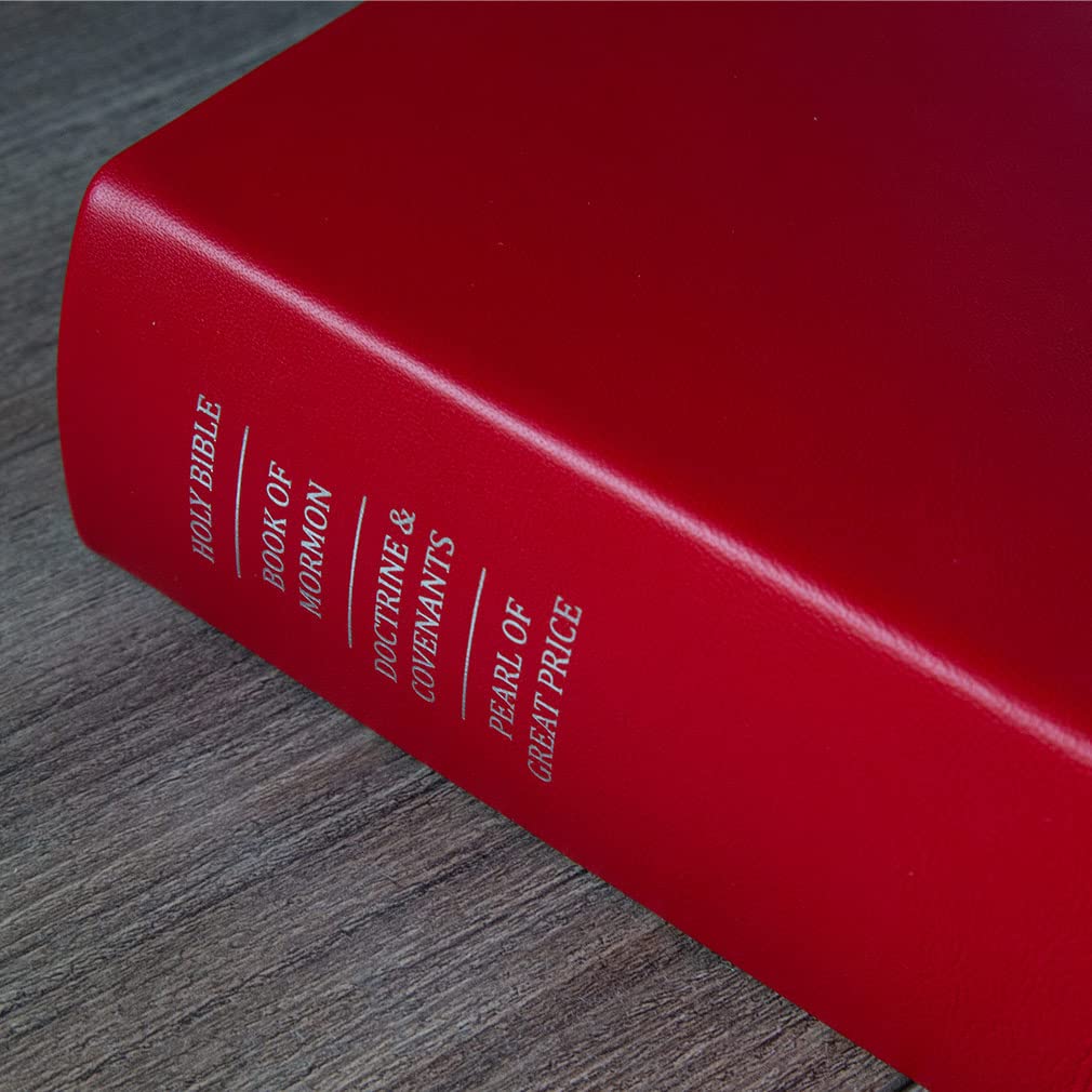 Premium Hand-Bound Cherry Red Genuine Leather Large Holy Bible - King James Version with Bible Dictionary & Topical Guide | LDS Scriptures Gift Set for Latter-Day Saints | Perfect for Worship, Study & Family Devotionals
