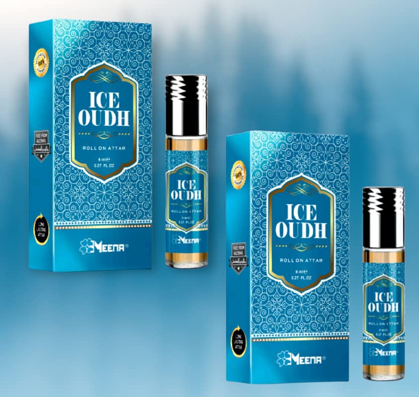 Premium MEENA ICE OUDH Perfume Oil (2-Pack) - Long-Lasting Arabian Fragrance for Men & Women, Perfect for Daily Wear, Special Occasions & Gift Giving