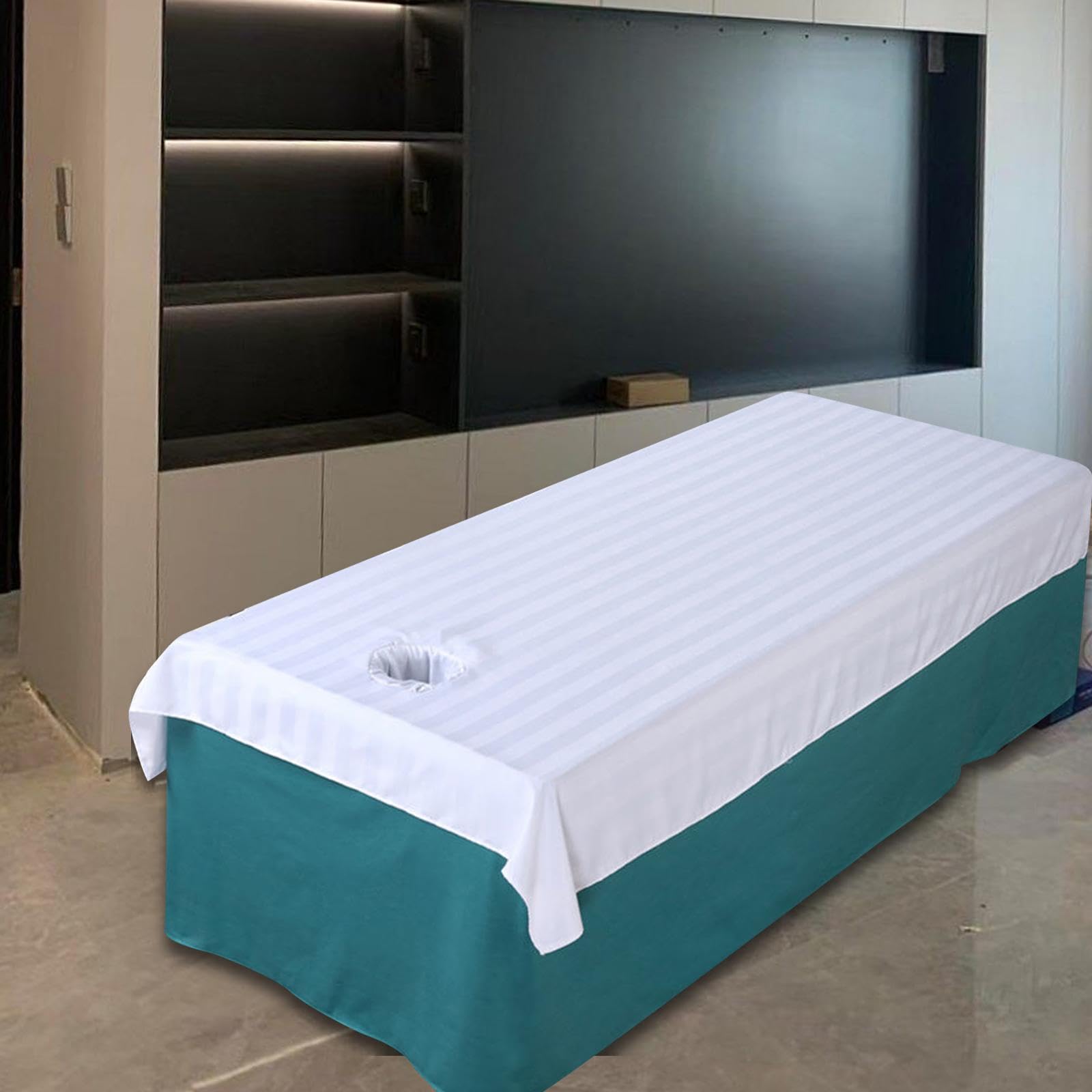 Breathable Massage Bed Sheet with Face Hole - White Spa Table Cover for Beauty, Massage & Salon Use - Perfect for Professional SPA, Salon, and Home Relaxation