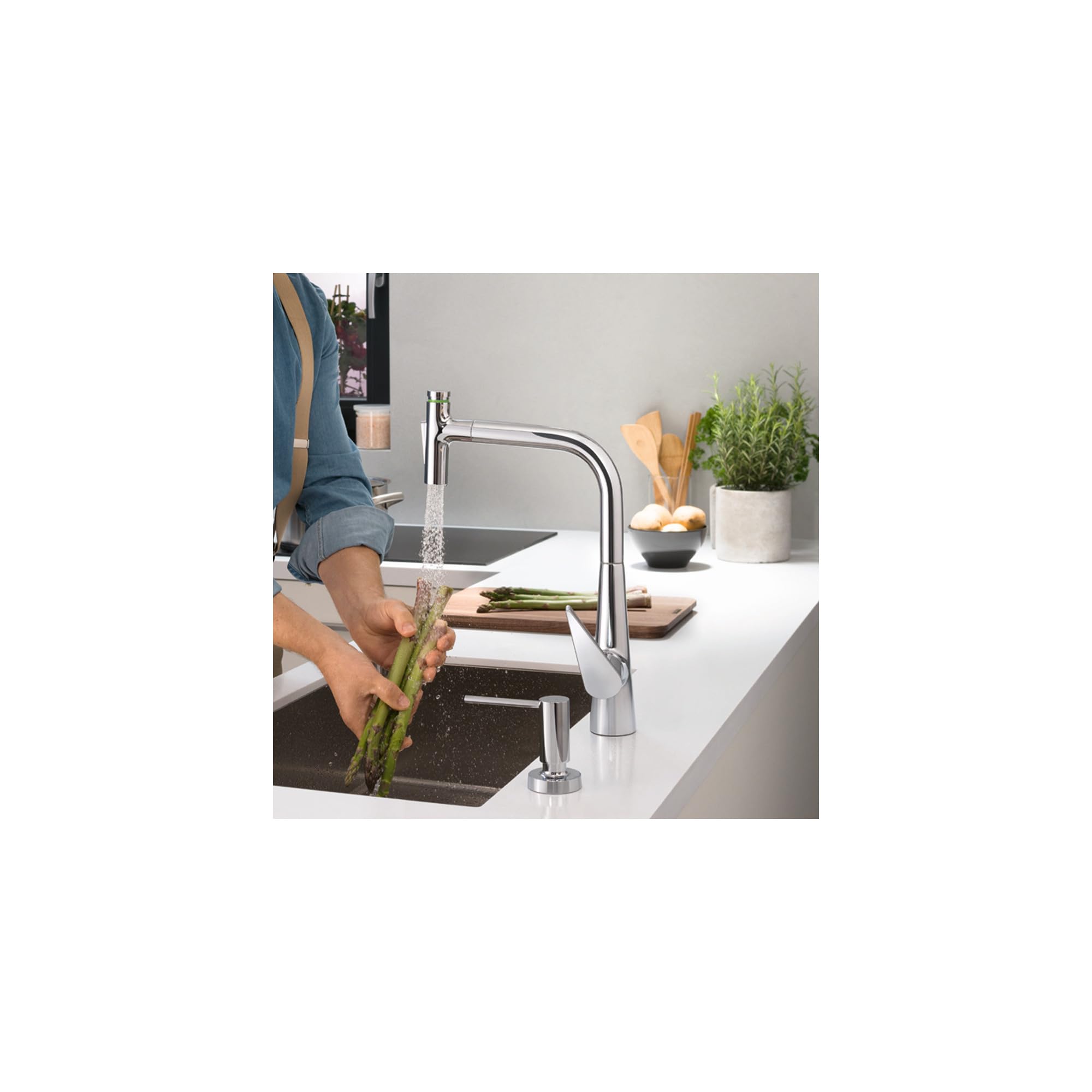 Hansgrohe Talis Select S Chrome Single-Handle Pull-Out Sprayer Kitchen Faucet - Modern Chrome Finish for Easy Cleaning & Food Prep (Model 72823001) | Perfect for Home Kitchens, Restaurants & RV Sinks