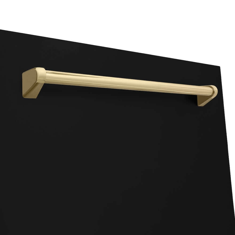 ZLINE Autograph Edition 24 Inch Black Matte Dishwasher with Champagne Bronze Handle - Ultra Quiet 45dBa, 3rd Rack & Top Touch Control - Perfect for Modern Kitchens, Open Concept Homes & Luxury Apartments