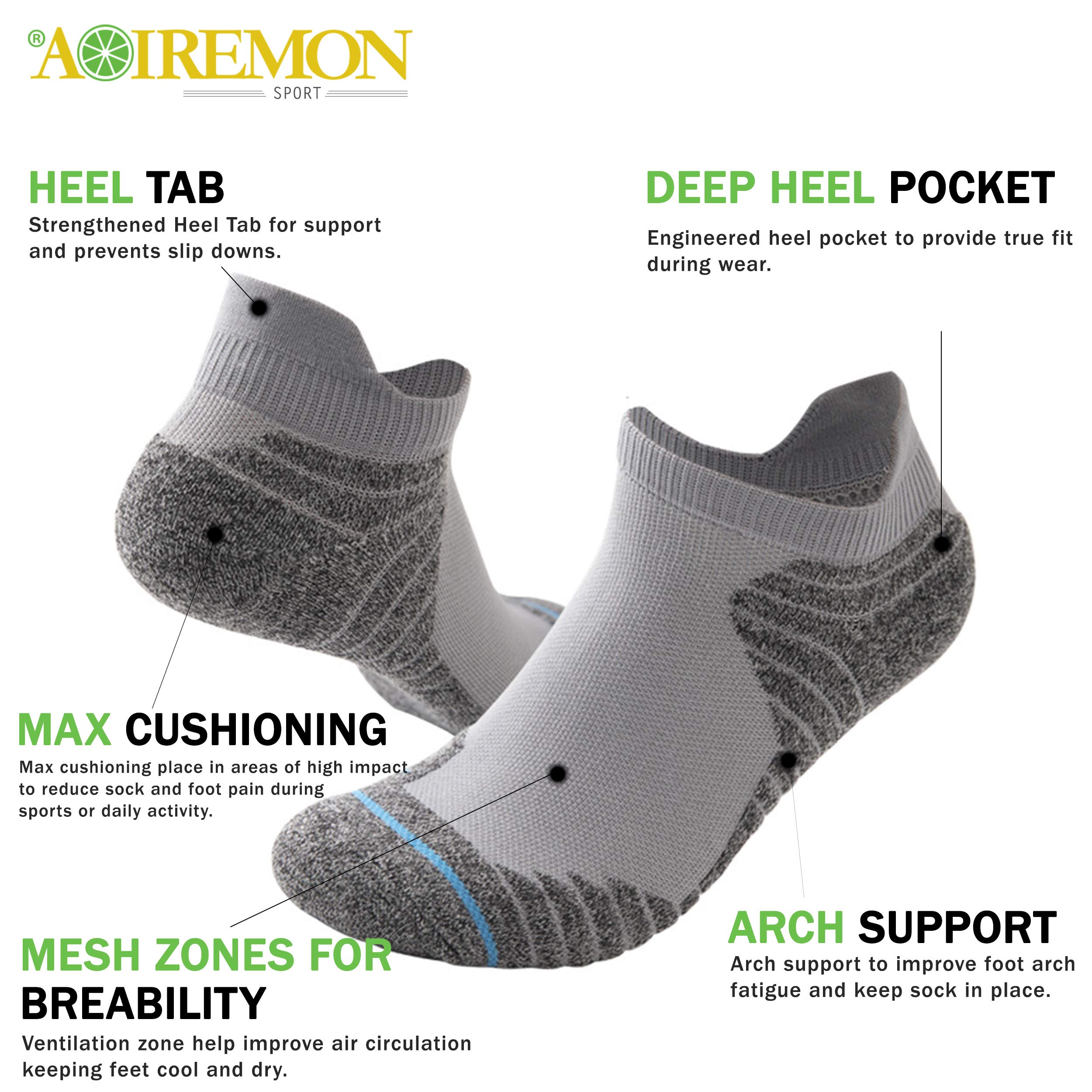 AOIREMON Men's & Women's No Show Athletic Socks - Low Cut Ankle Sports Tab Socks, Breathable Mesh Running Socks (4-6 Pairs) - Perfect for Running, Gym & Everyday Wear