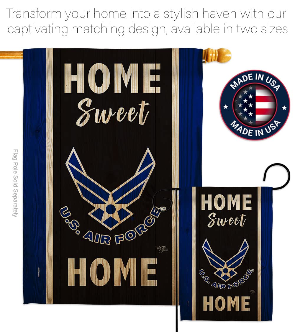 Breeze Decor Home Sweet Air House Flag Set - USAF Armed Forces American Military Veteran Retiree Official Decoration Banner - Double-Sided Made in USA - Perfect for Garden, Yard, and Patriotic Home Decor