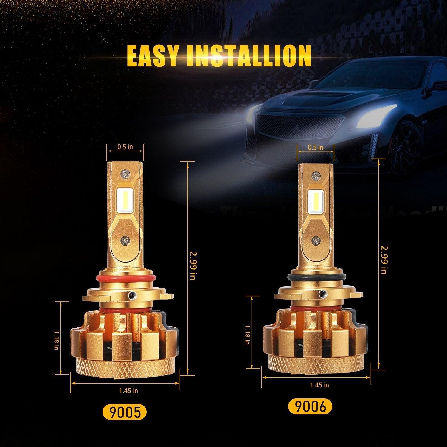 2003-2006 GMC Sierra 1500 HD & F-150 LED Headlight Bulbs - 14000LM High/Low Beam Canbus Ready - Durable Automotive Grade Lighting for Night Driving & Off-Road Adventures
