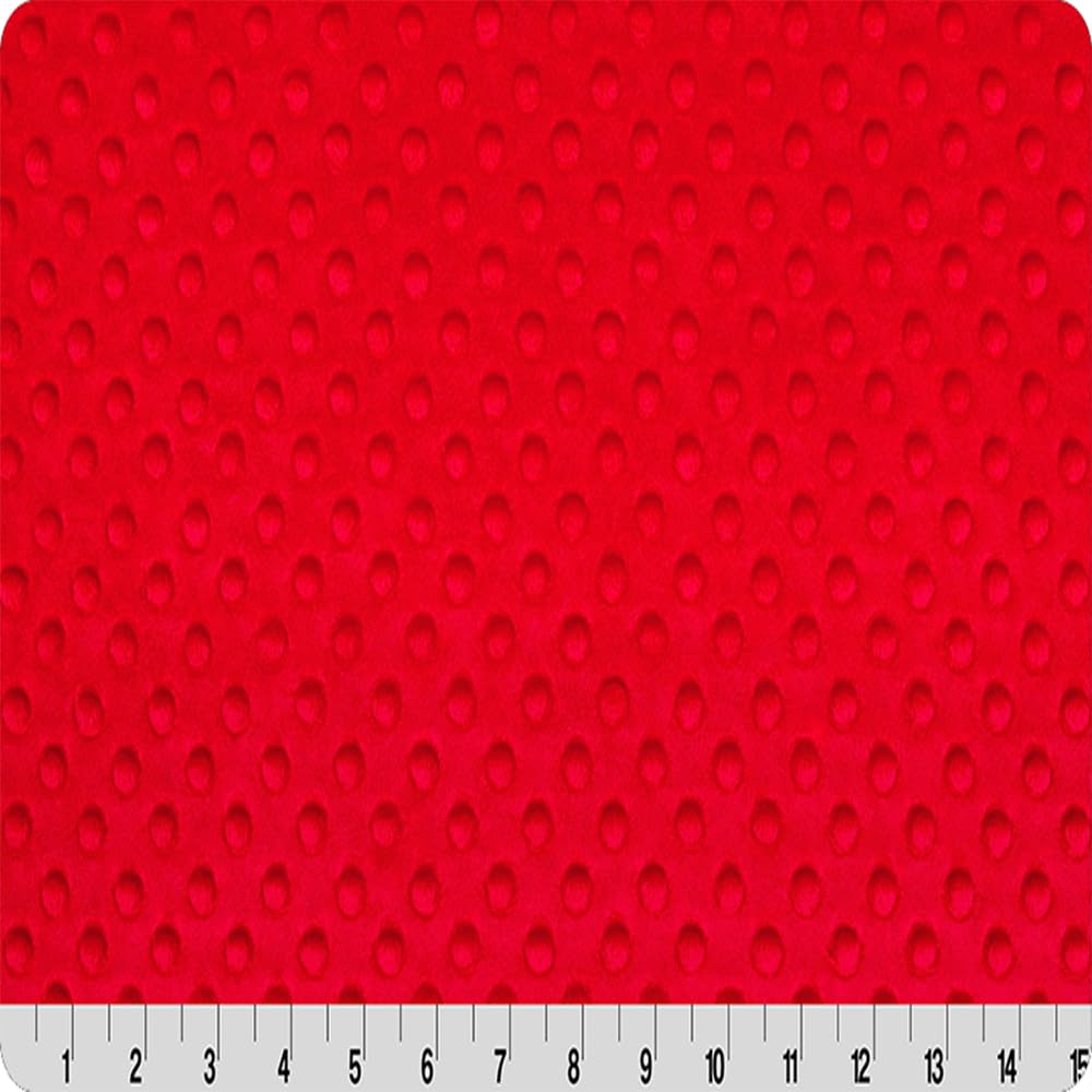 Pico Textiles 10 Yards Red Minky Dimple Dot Fabric Bolt - Ultra Soft Plush Material for DIY Blankets, Baby Clothes, Stuffed Animals & Robes - Perfect for Sewing Projects, Nursery Decor & Gift Making