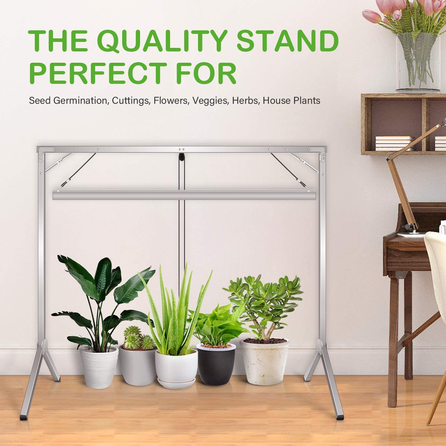 iPower 70W 4ft LED Grow Light Stand with Double Tube & Dual Switch - Foldable Plant Light for Seed Starting, Propagation - Includes 2 Bulbs (Perfect for Indoor Gardening, Hydroponics & Greenhouse Use)