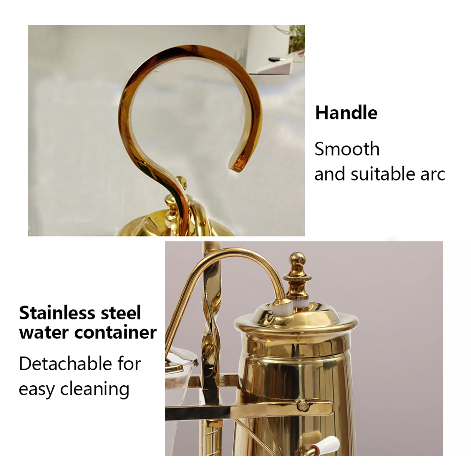 Premium Belgian Royal Family Balance Syphon Coffee Maker with Tee Handle - Gold Luxury Coffee Brewer for Home, Office & Cafe Use
