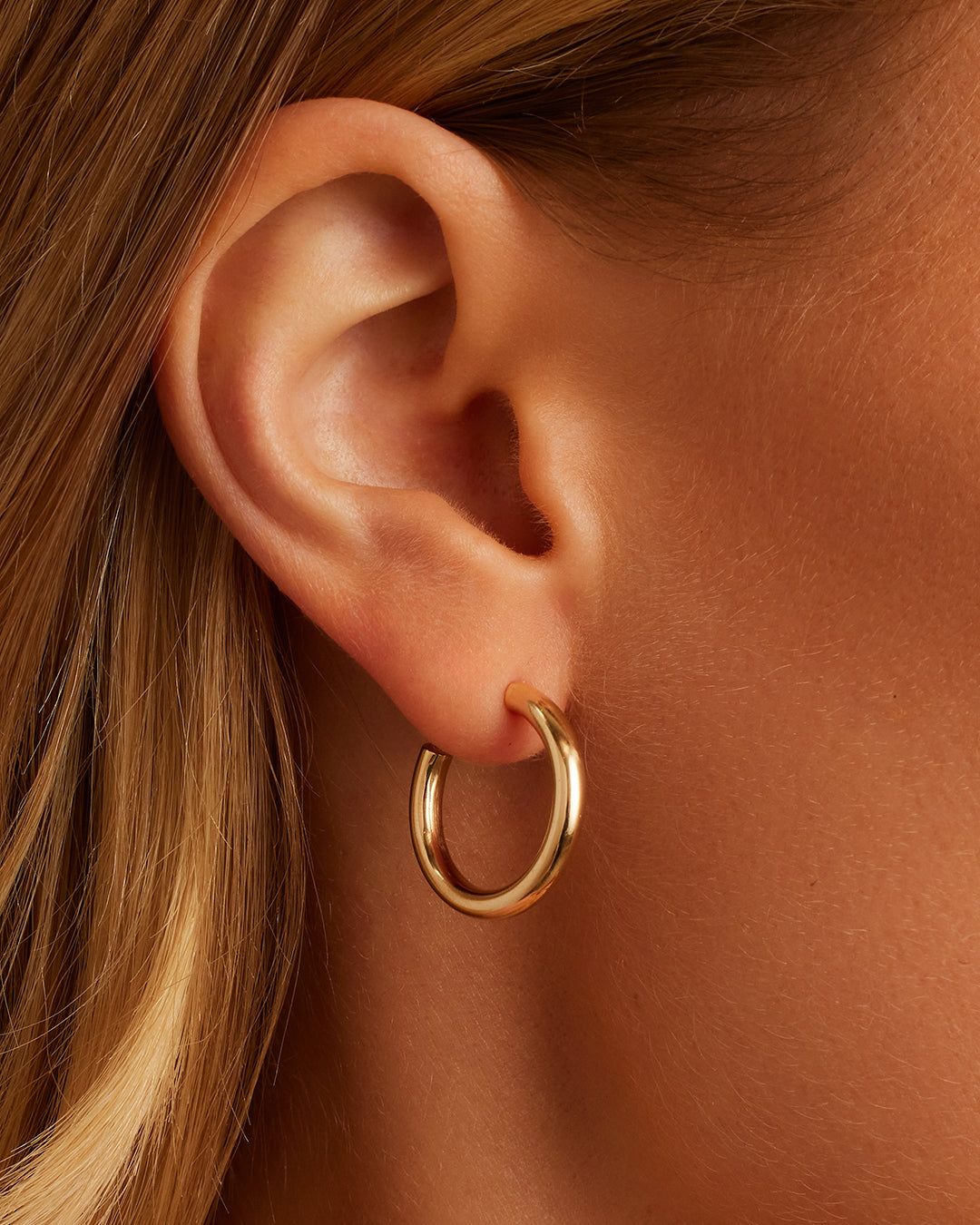 14K Gold Carter Single Hoop Earrings - Dainty Minimalist Hoops for Women - Perfect for Everyday Wear, Date Nights & Gifting