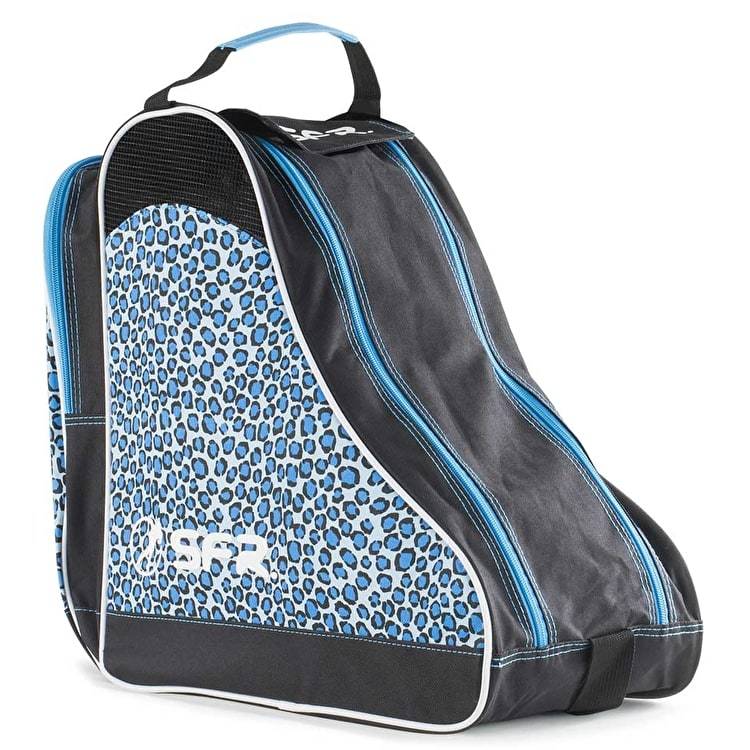 SFR Skate Bag Blue Leopard Print Backpack - Durable Skateboarding Backpack for Roller Skates, Shoes & Gear - Perfect for Skating, Travel & Gym Use