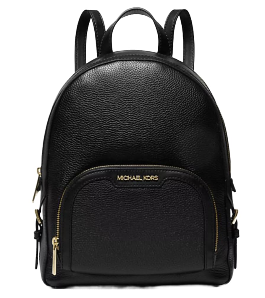 Michael Kors Jaycee Medium Logo Pebbled Leather Backpack for Women - Stylish & Durable Black Backpack for Work, Travel & College
