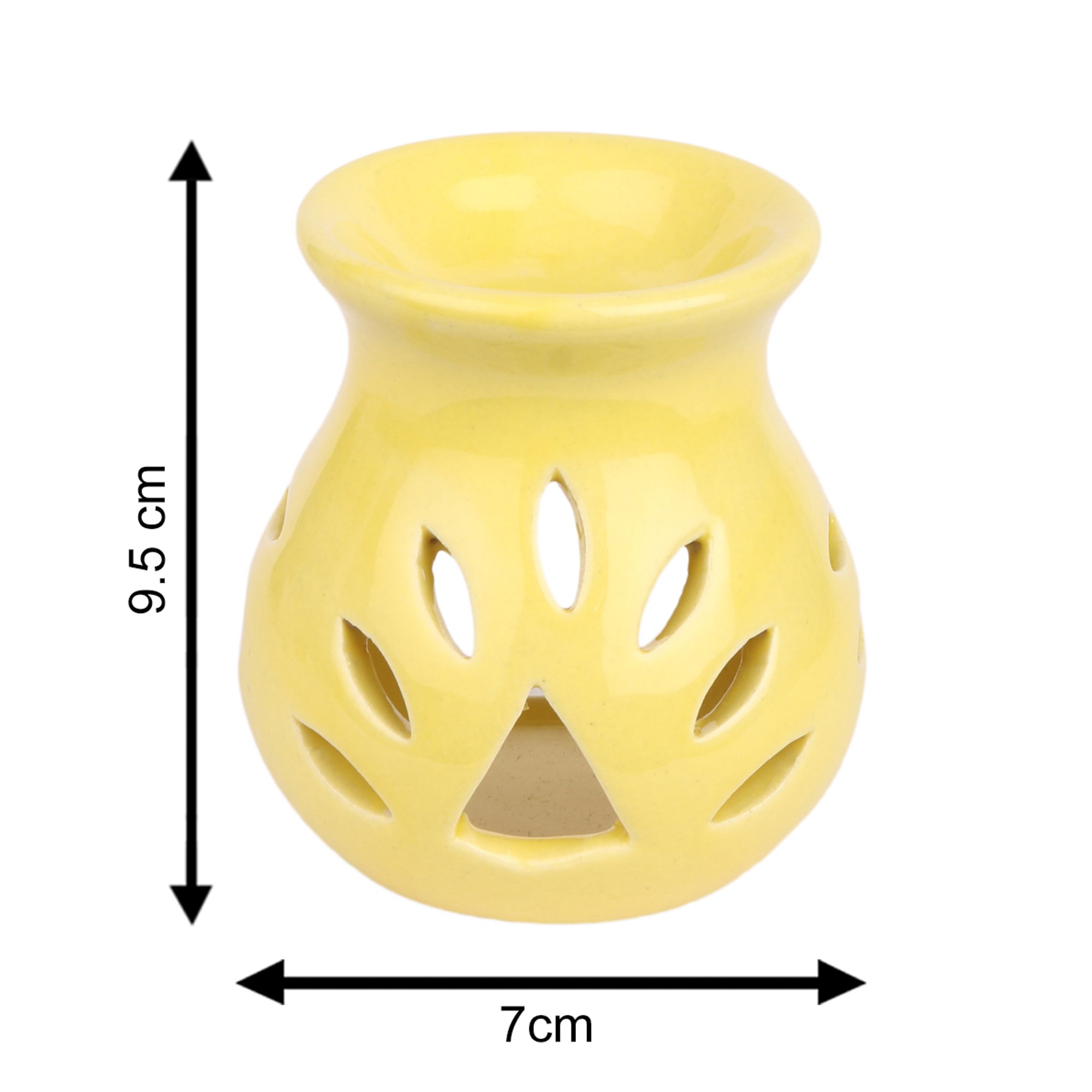 Pure Source India Regular Ceramic Aroma Burner with Free Candle (Yellow) - Perfect for Aromatherapy, Home Decor & Relaxation