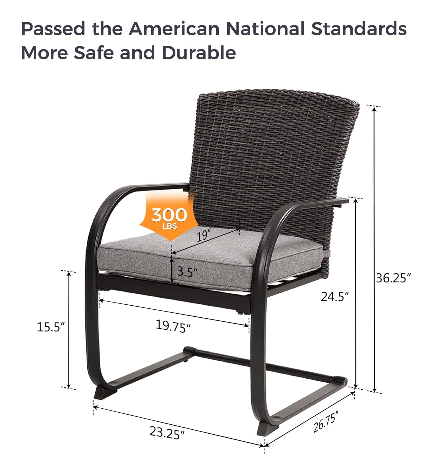 6-Piece Outdoor Wicker Dining Set with Cushions - Patio Furniture Chairs for Garden, Poolside, Backyard & Lawn - Gray Rattan Spring Patio Seating - Perfect for Outdoor Entertaining & Relaxation