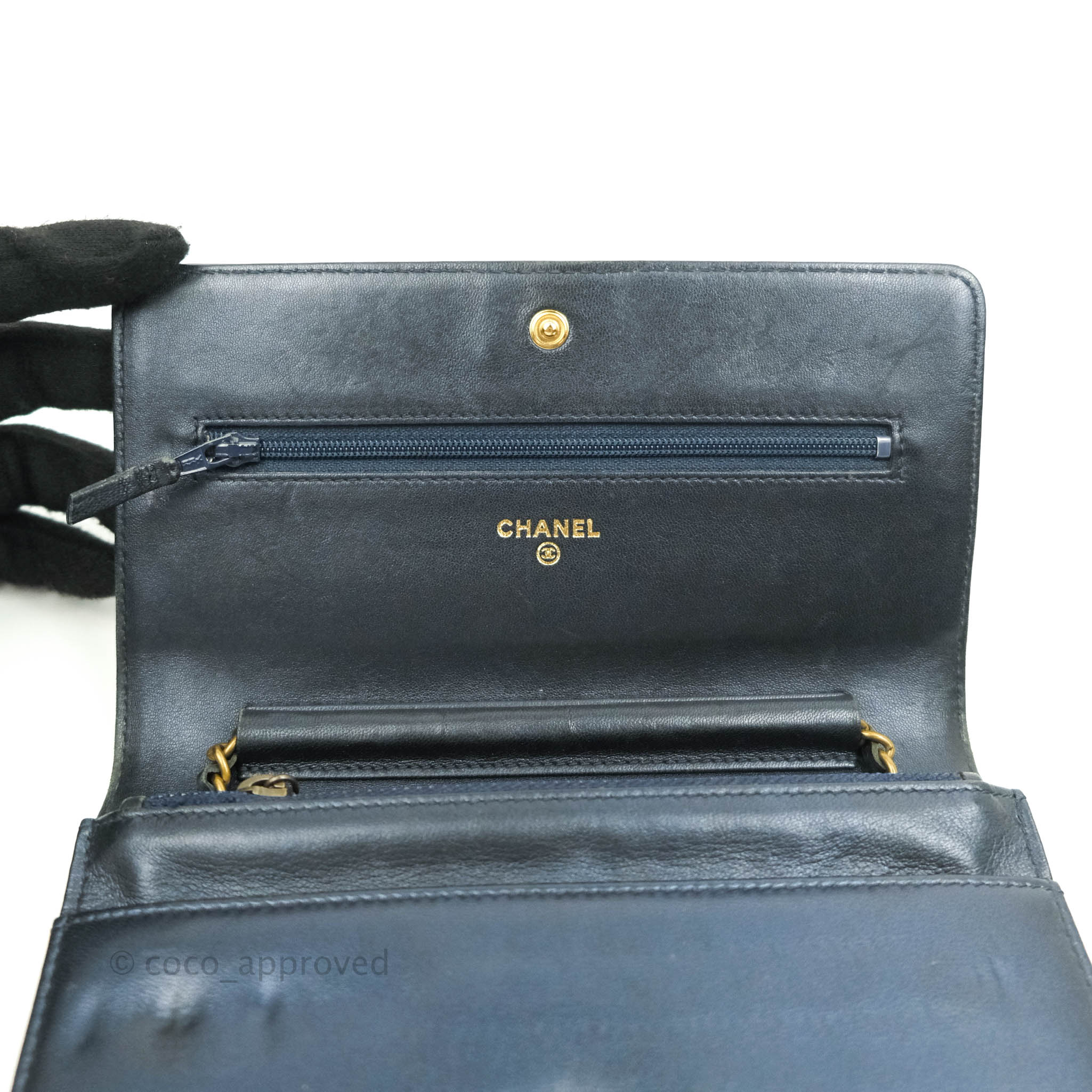 Chanel Boy Wallet on Chain WOC Blue Lambskin Gold Hardware - Luxury Crossbody Bag for Women, Perfect for Evening Out & Special Occasions