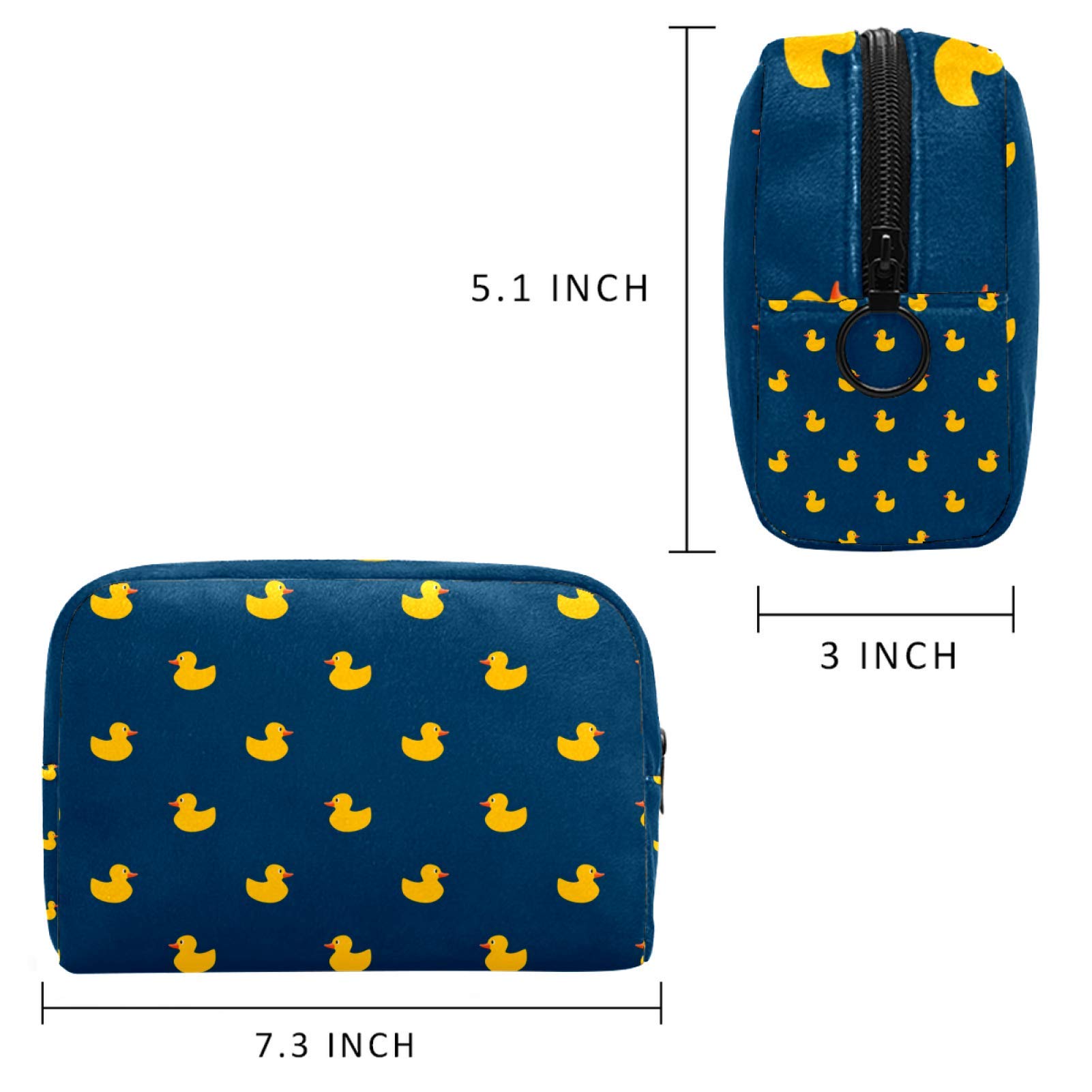 Cute Duck Pattern Travel Cosmetic Organizer for Women - Waterproof Makeup Bag with Zipper - Perfect for Vacation, Gym & Daily Use