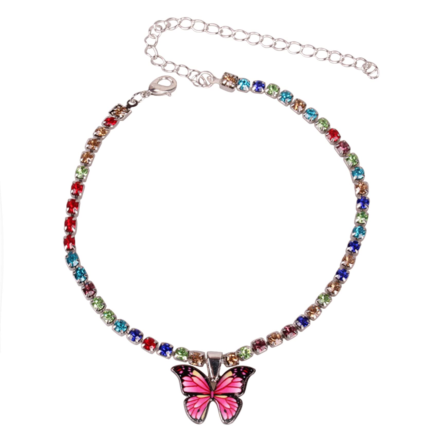 Rhinestone Butterfly Anklet Chain Bracelet - Boho Beach Foot Jewelry for Women | Elegant Body Chain for Summer Parties, Weddings & Vacations