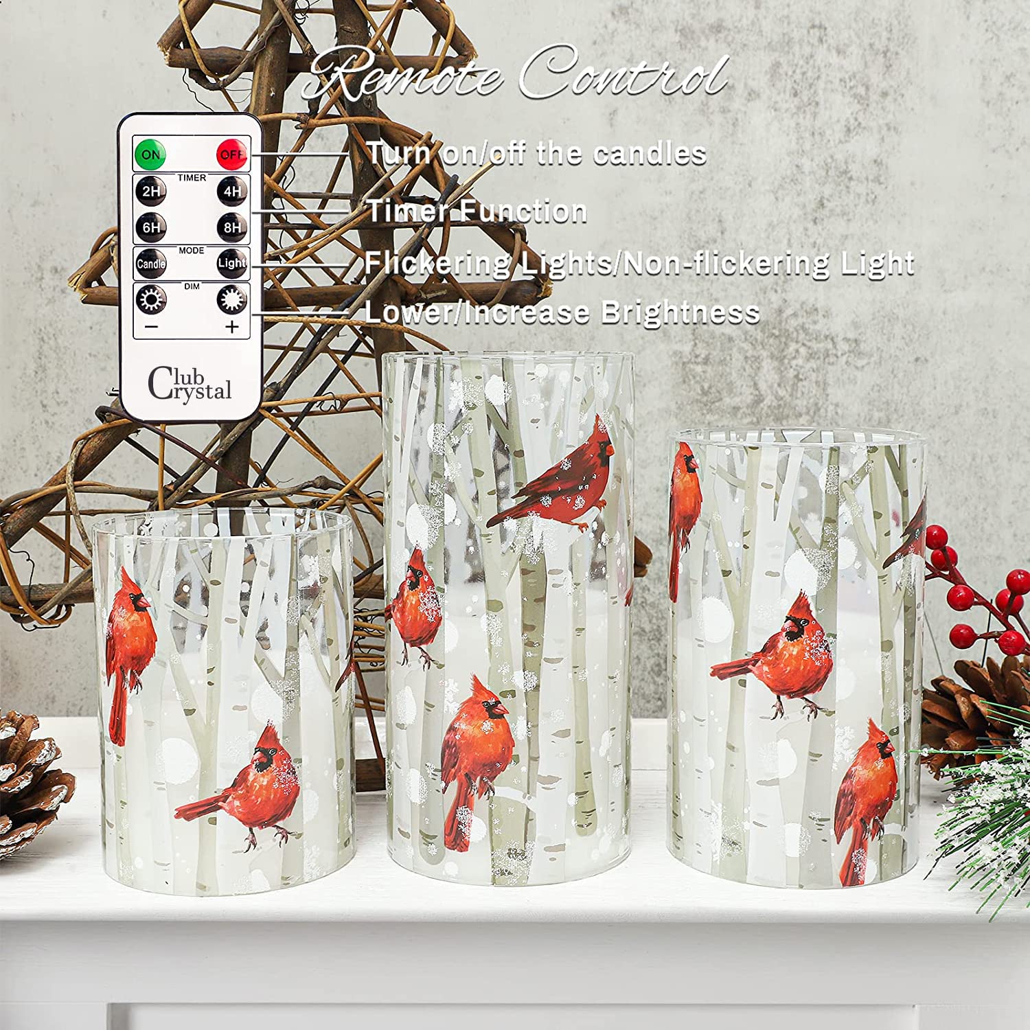 Flameless LED Candles Set of 3 with Remote & Timer - Christmas Home Decor
