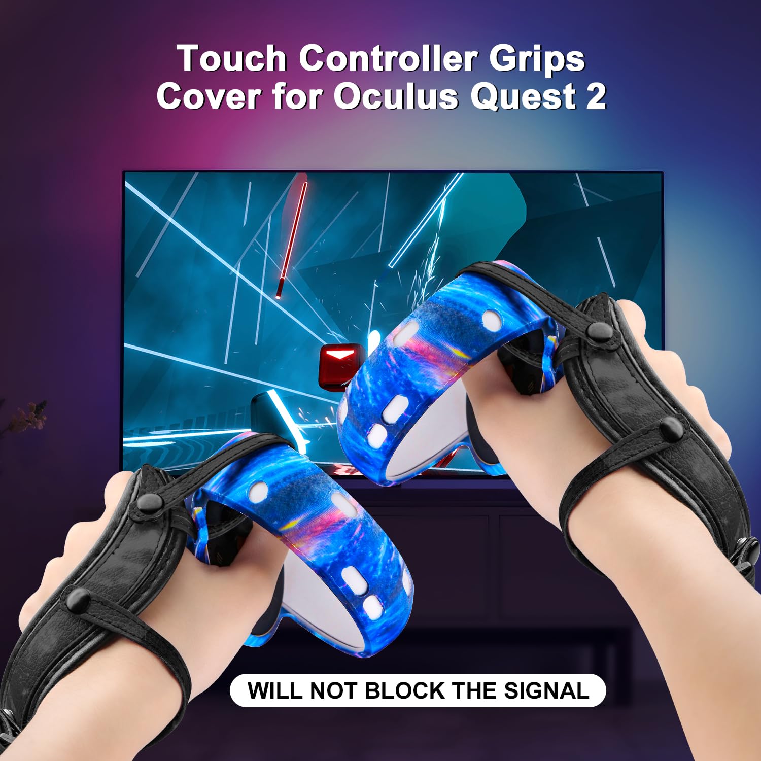 Oculus Quest 2 VR Accessories Set - Silicone Face Cover, Controller Grip, Protective Shell, Lens Cover & 10 Disposable Eye Masks (Galaxy Design) - Enhance Comfort & Hygiene for Extended VR Gaming Sessions
