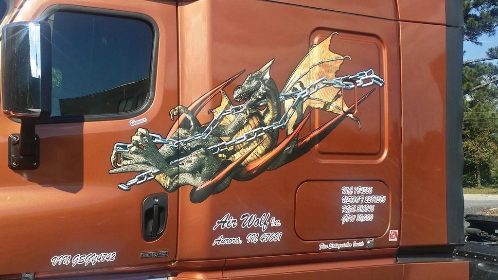 Chained Dragon Large Side Decals for Semi Trucks & Trailers - Durable Vinyl Stickers for Truck Customization & Road Warrior Aesthetics